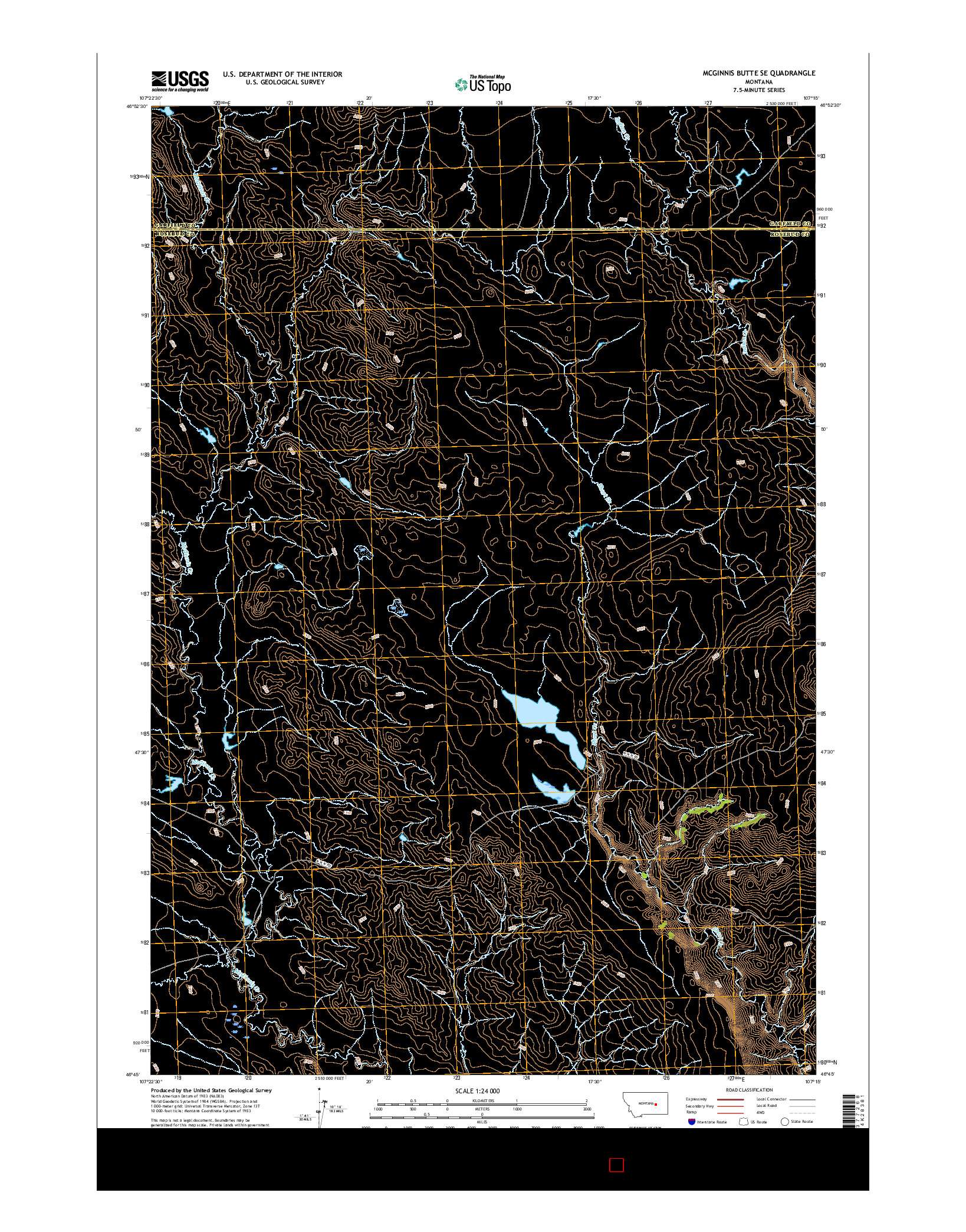 USGS US TOPO 7.5-MINUTE MAP FOR MCGINNIS BUTTE SE, MT 2017