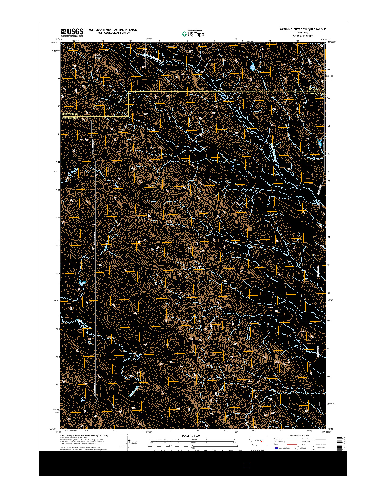 USGS US TOPO 7.5-MINUTE MAP FOR MCGINNIS BUTTE SW, MT 2017