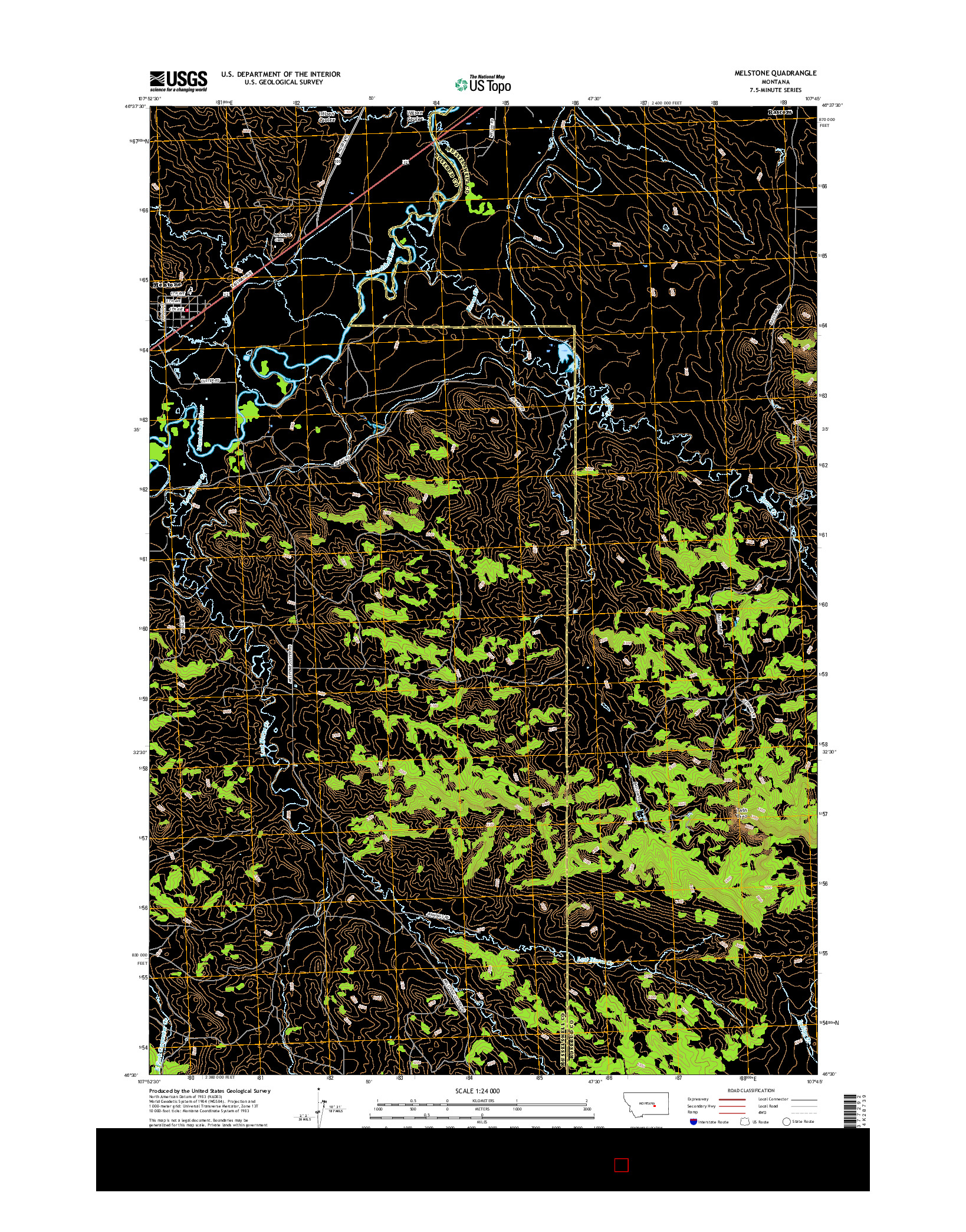 USGS US TOPO 7.5-MINUTE MAP FOR MELSTONE, MT 2017