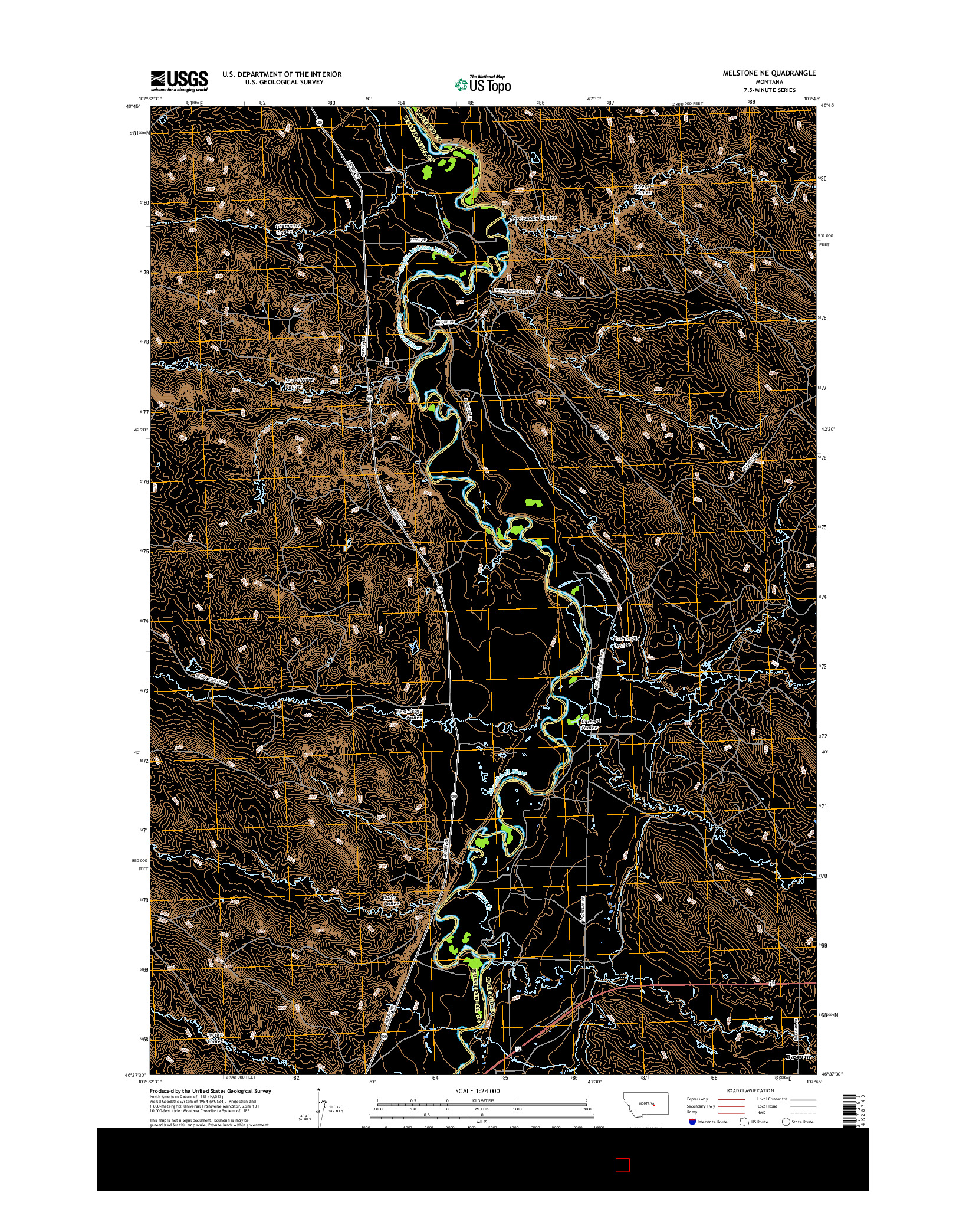 USGS US TOPO 7.5-MINUTE MAP FOR MELSTONE NE, MT 2017