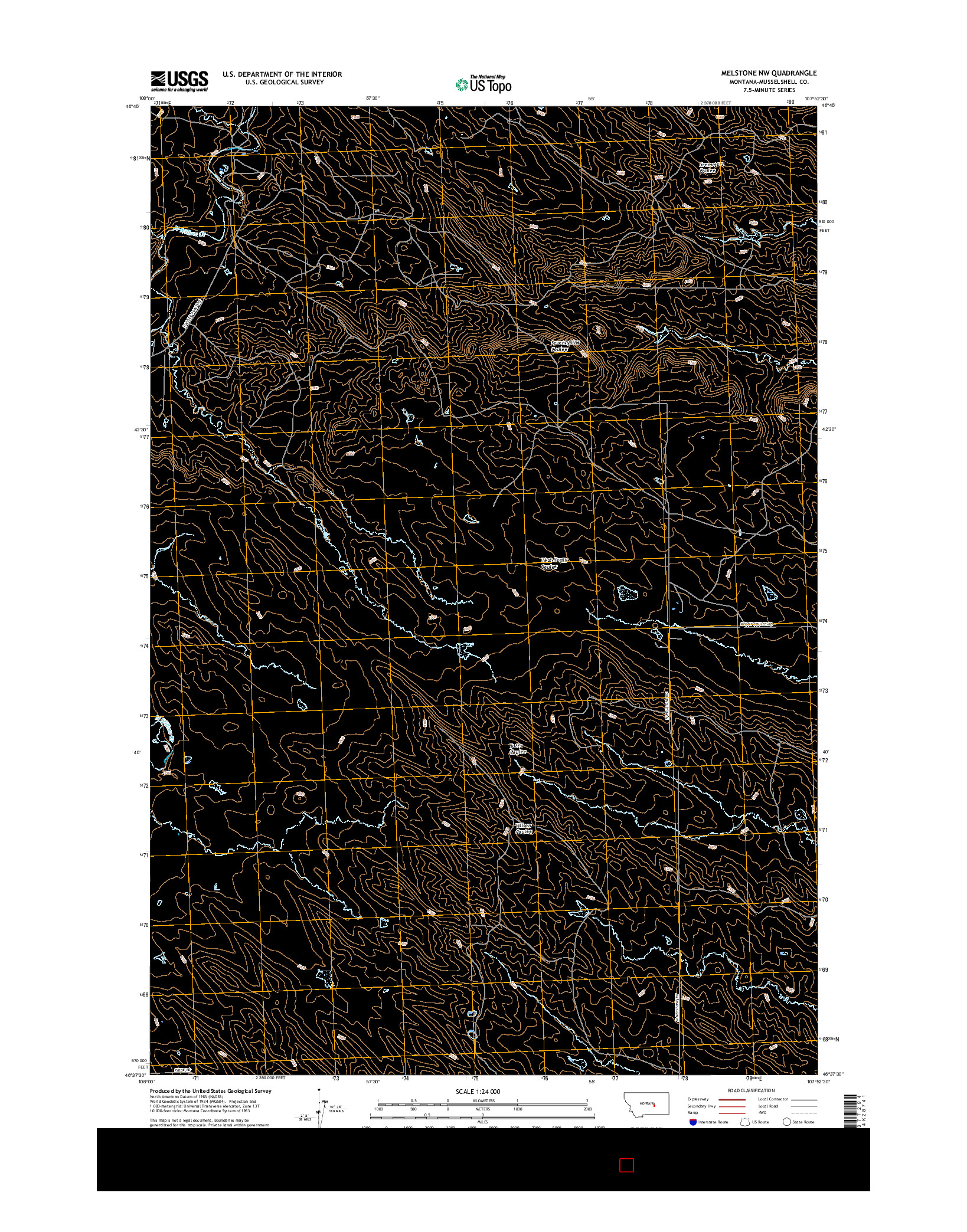 USGS US TOPO 7.5-MINUTE MAP FOR MELSTONE NW, MT 2017