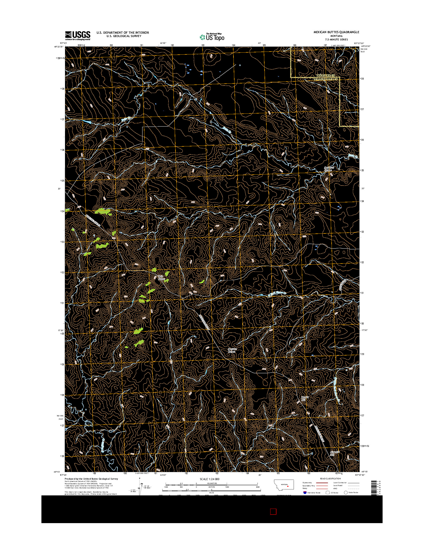 USGS US TOPO 7.5-MINUTE MAP FOR MEXICAN BUTTES, MT 2017