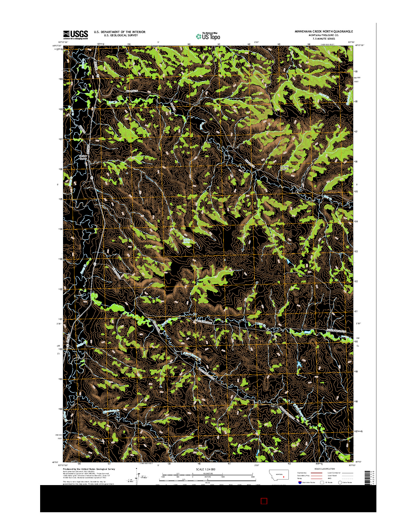 USGS US TOPO 7.5-MINUTE MAP FOR MINNEHAHA CREEK NORTH, MT 2017