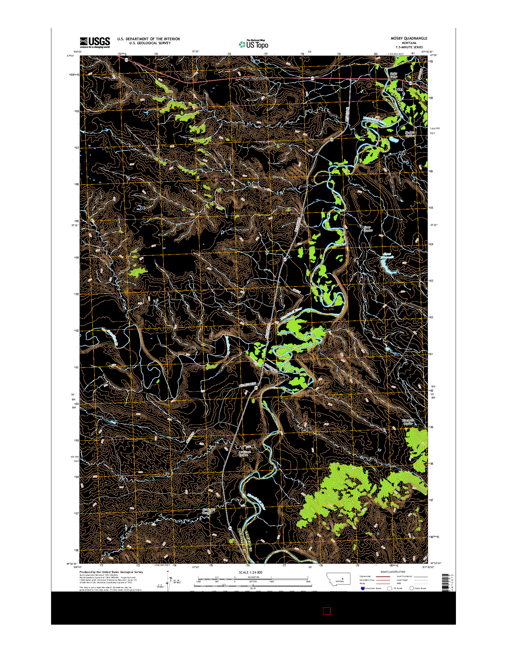 USGS US TOPO 7.5-MINUTE MAP FOR MOSBY, MT 2017