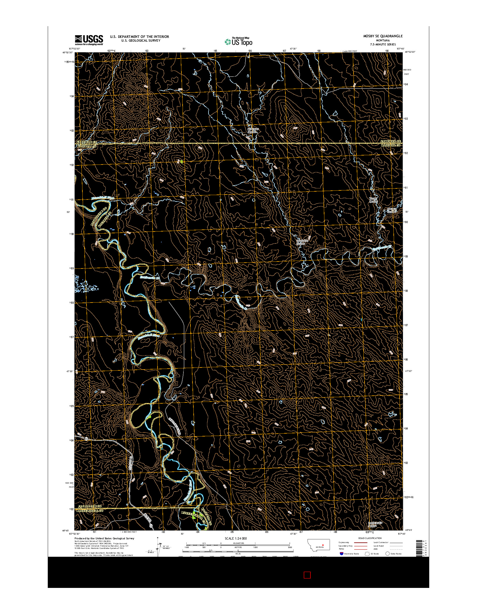 USGS US TOPO 7.5-MINUTE MAP FOR MOSBY SE, MT 2017