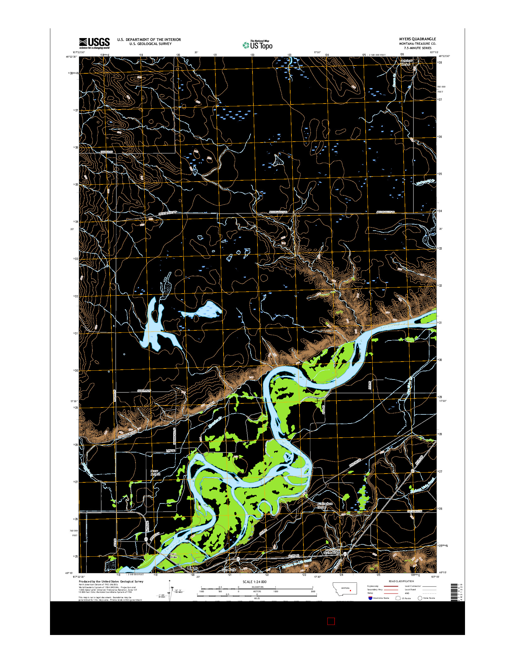 USGS US TOPO 7.5-MINUTE MAP FOR MYERS, MT 2017