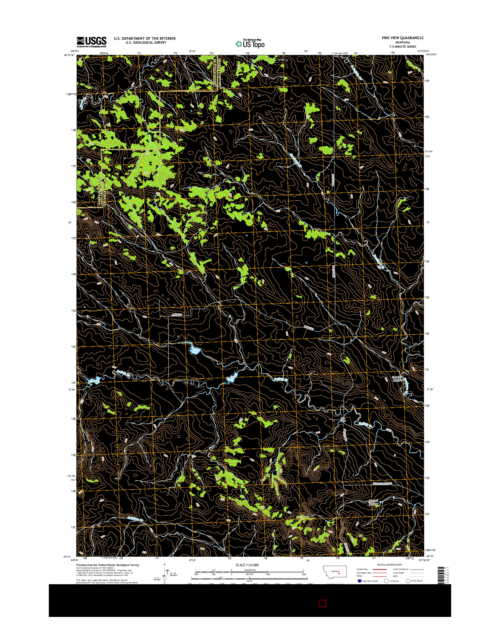 USGS US TOPO 7.5-MINUTE MAP FOR PINE VIEW, MT 2017