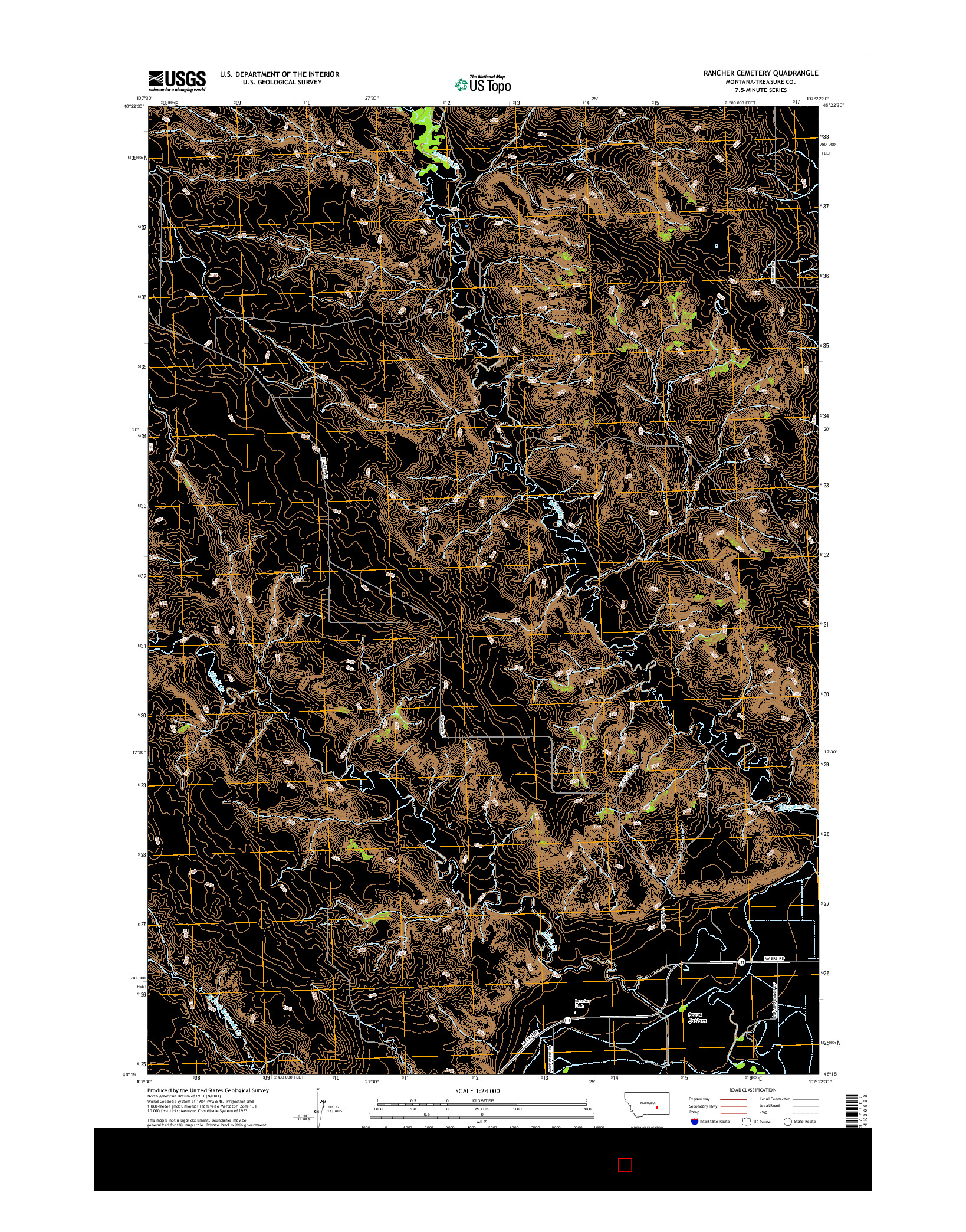 USGS US TOPO 7.5-MINUTE MAP FOR RANCHER CEMETERY, MT 2017