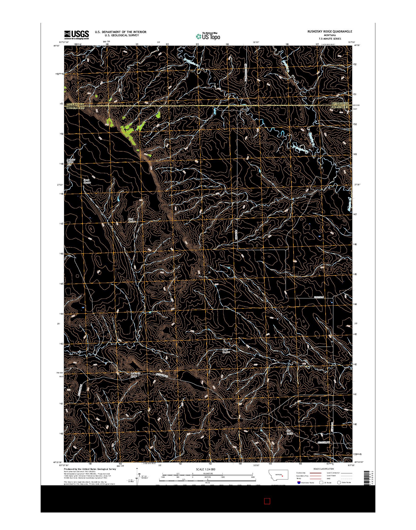 USGS US TOPO 7.5-MINUTE MAP FOR RUSKOSKY RIDGE, MT 2017