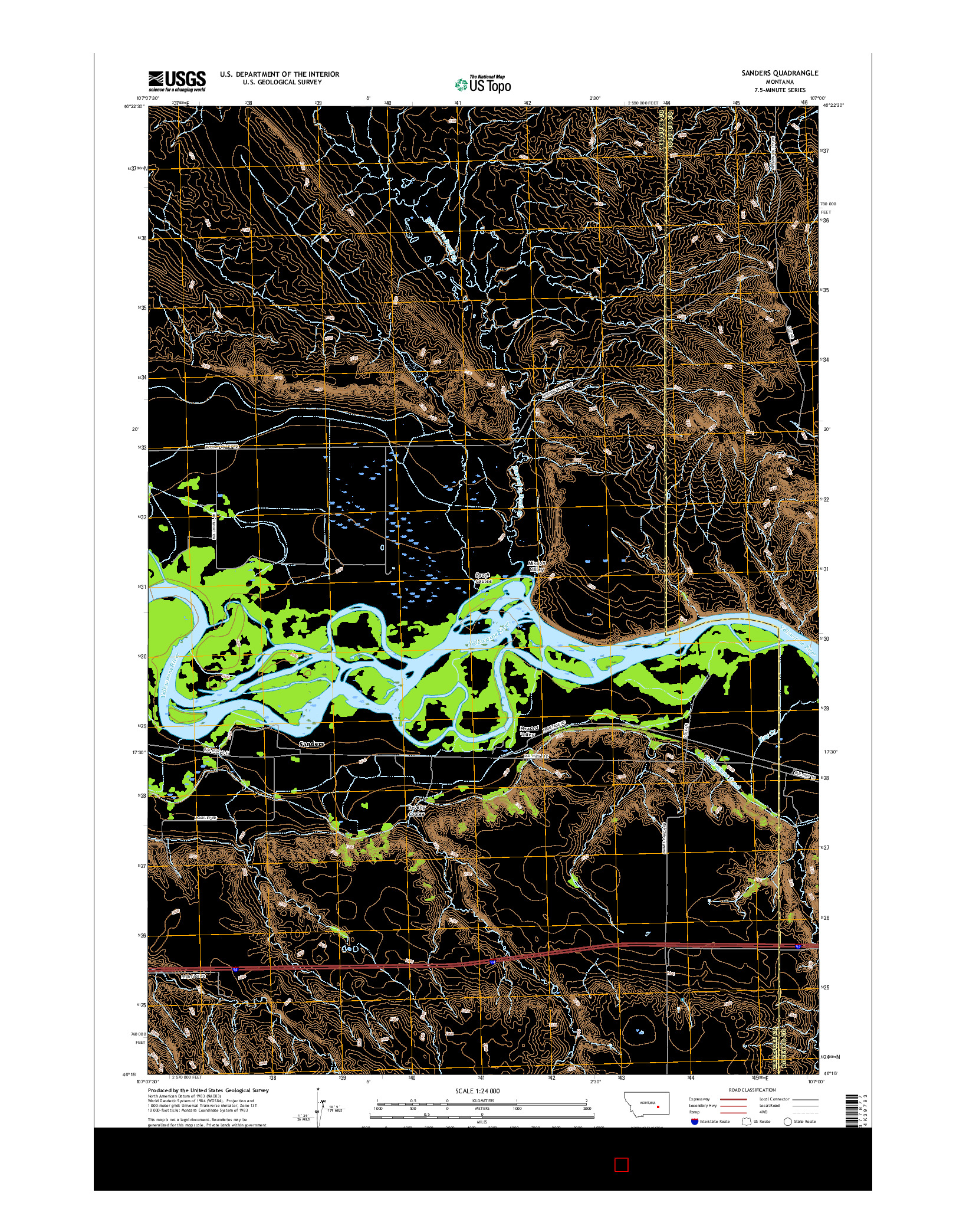 USGS US TOPO 7.5-MINUTE MAP FOR SANDERS, MT 2017