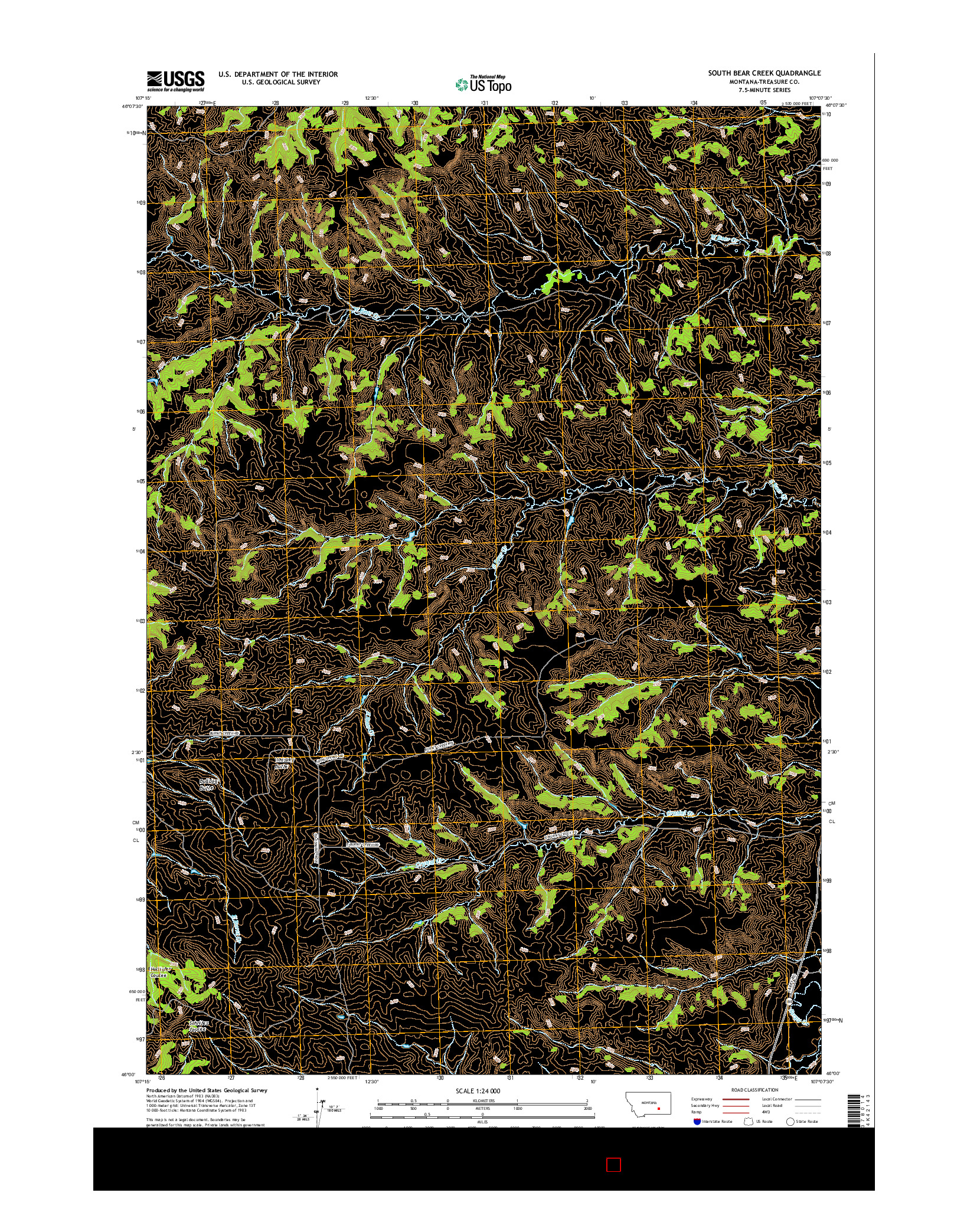 USGS US TOPO 7.5-MINUTE MAP FOR SOUTH BEAR CREEK, MT 2017