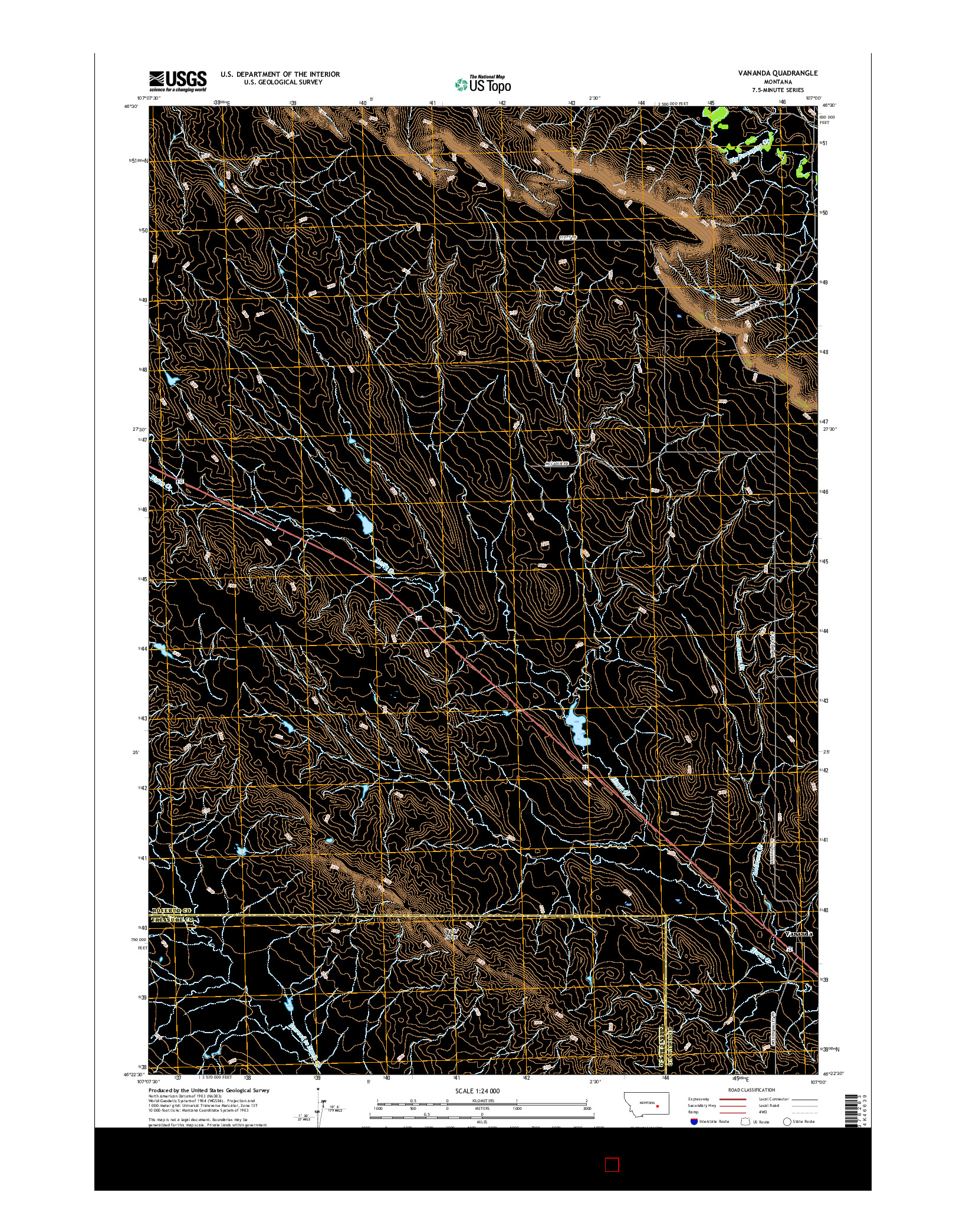 USGS US TOPO 7.5-MINUTE MAP FOR VANANDA, MT 2017