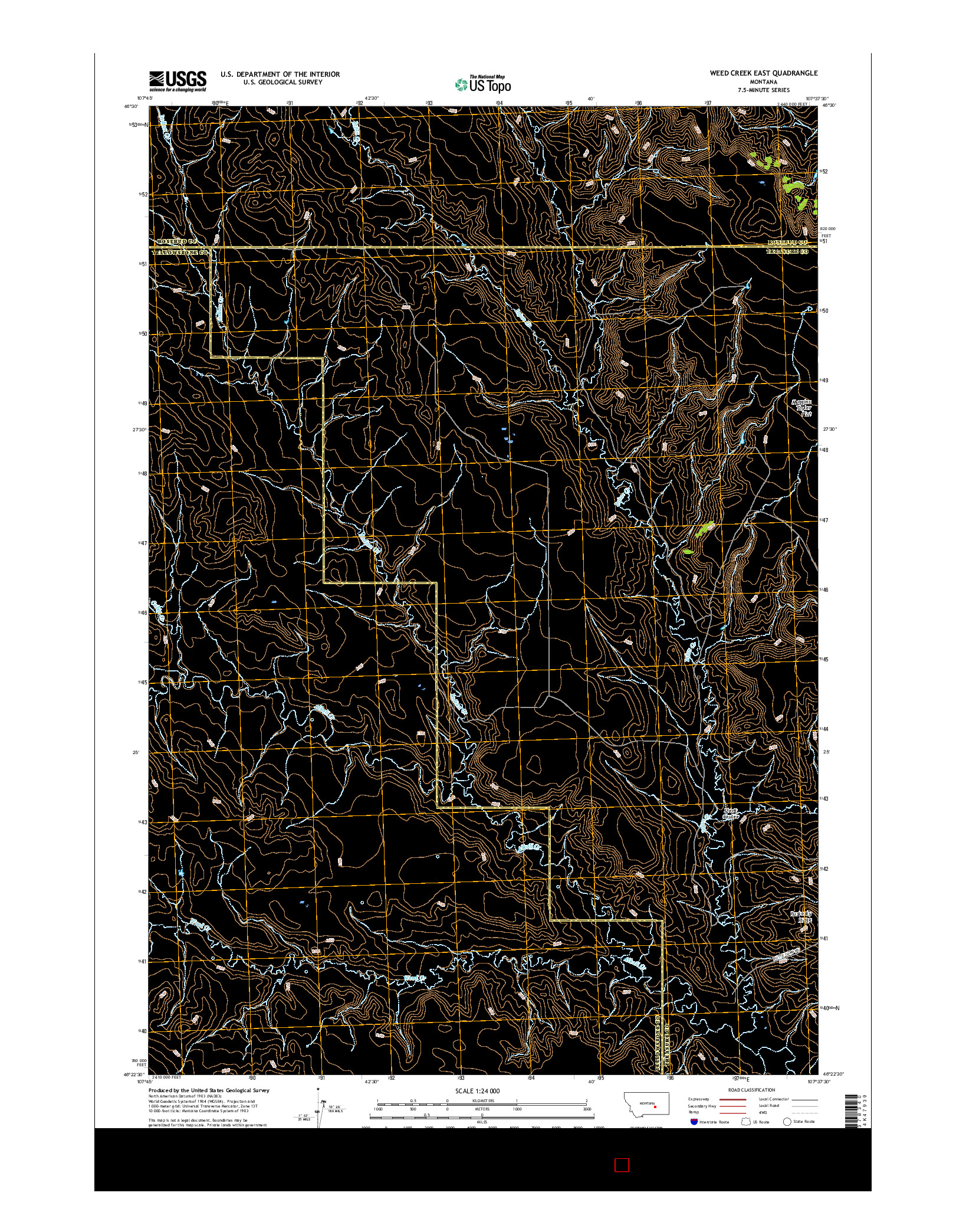 USGS US TOPO 7.5-MINUTE MAP FOR WEED CREEK EAST, MT 2017
