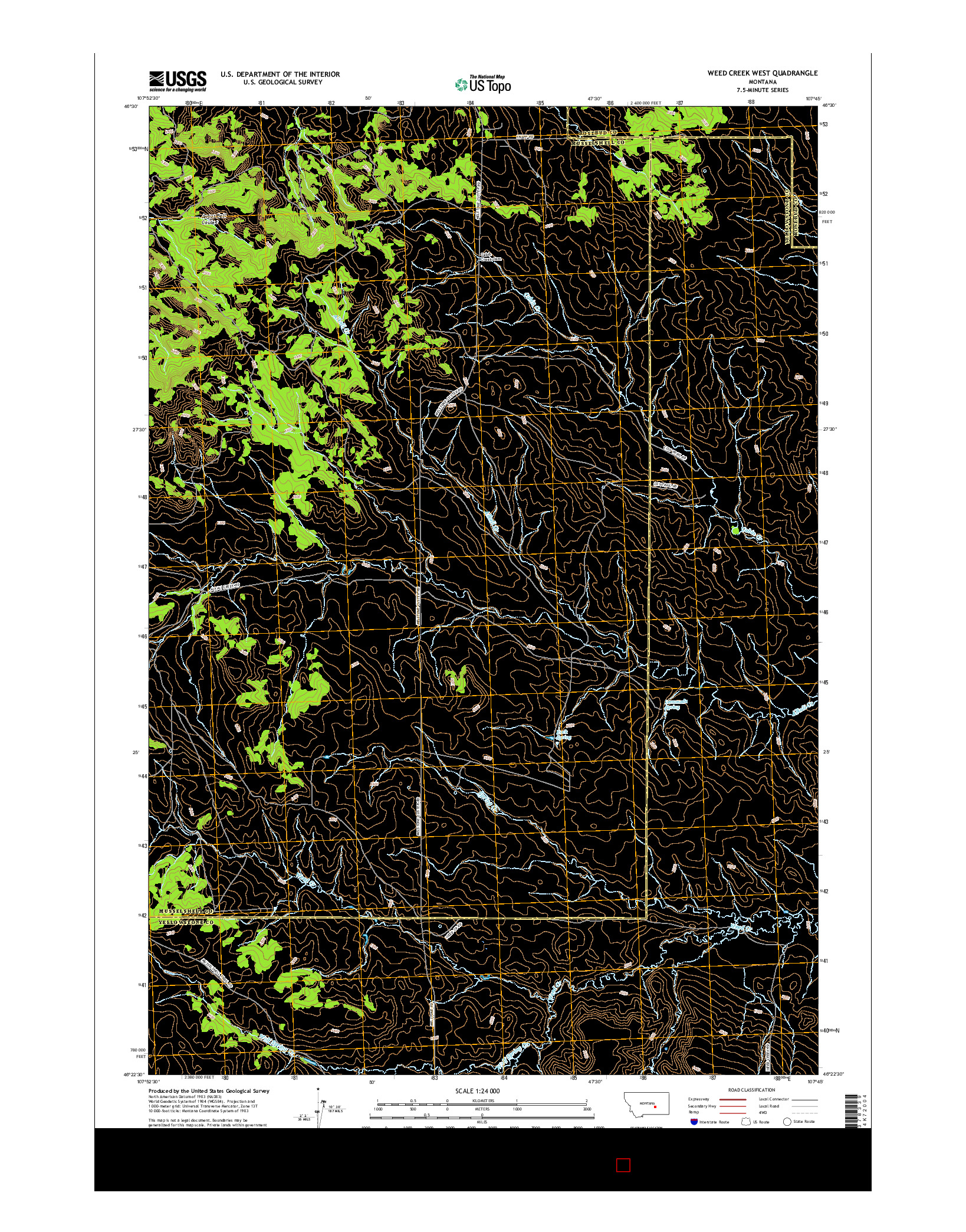 USGS US TOPO 7.5-MINUTE MAP FOR WEED CREEK WEST, MT 2017