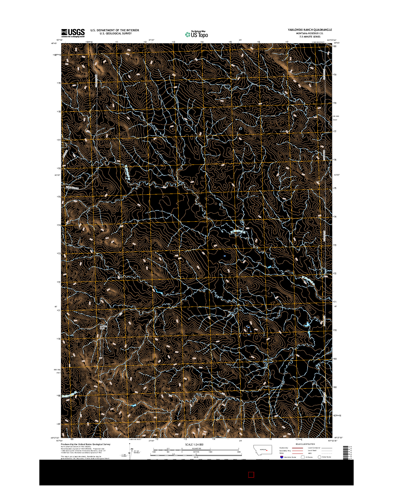 USGS US TOPO 7.5-MINUTE MAP FOR YABLONSKI RANCH, MT 2017