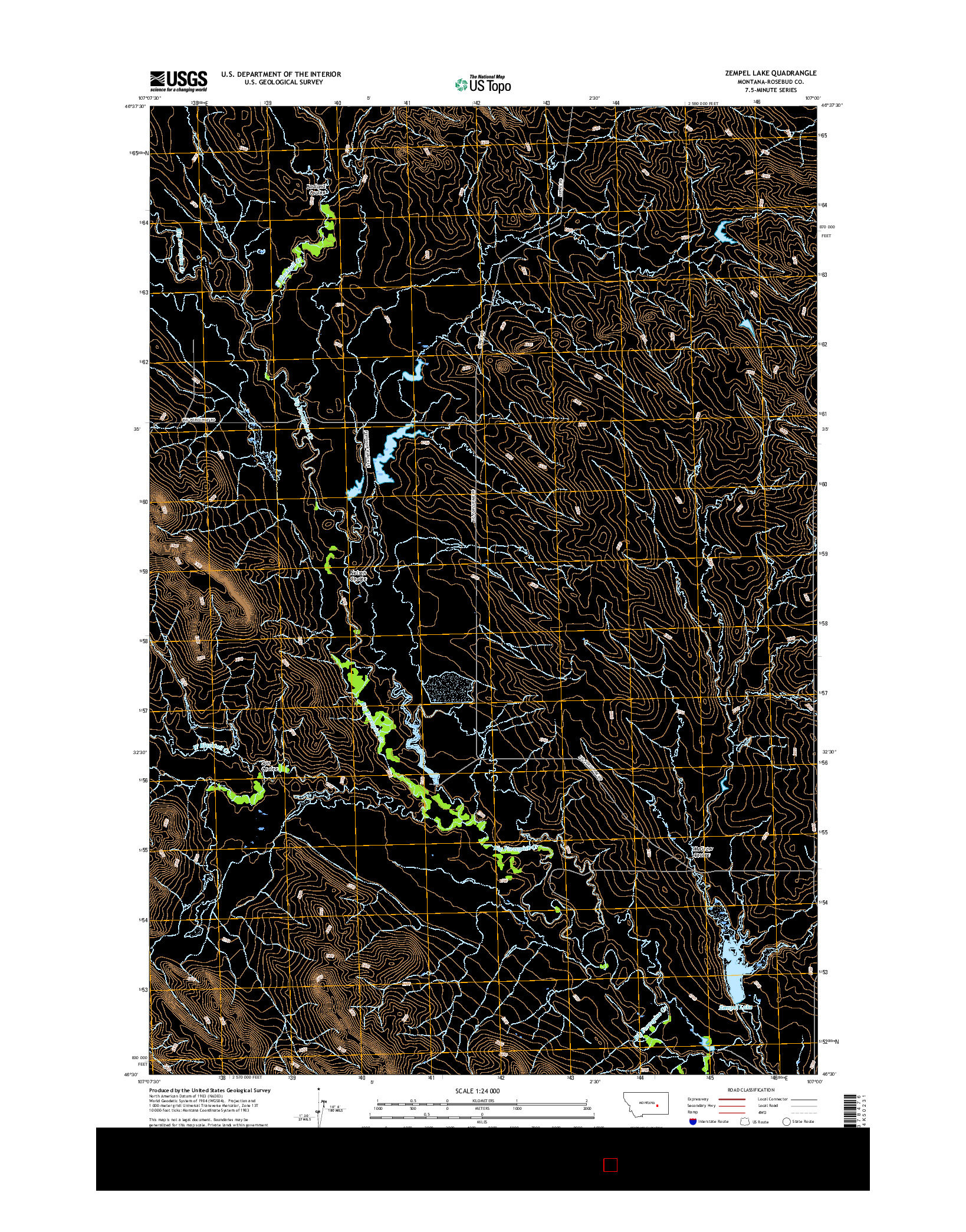 USGS US TOPO 7.5-MINUTE MAP FOR ZEMPEL LAKE, MT 2017