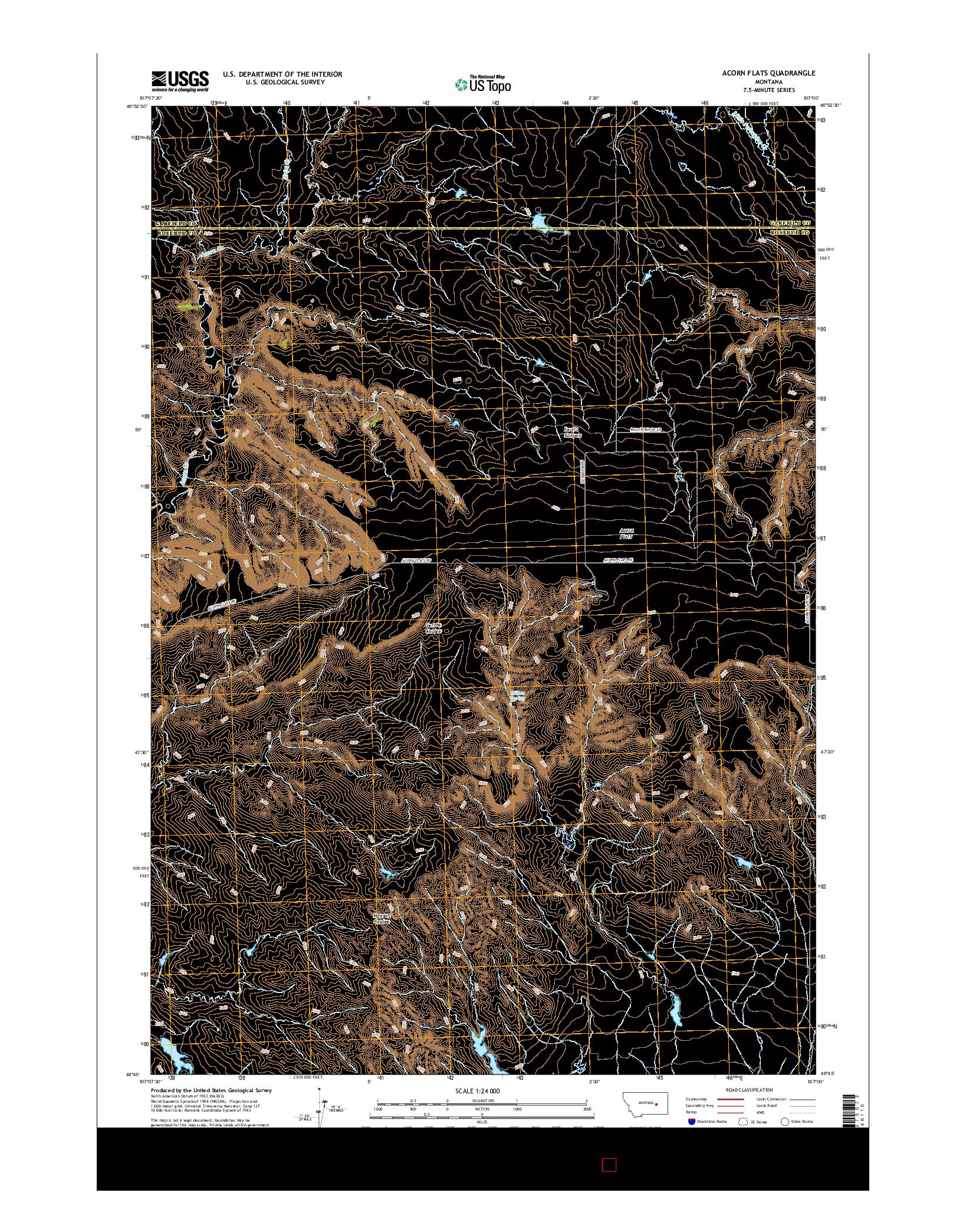 USGS US TOPO 7.5-MINUTE MAP FOR ACORN FLATS, MT 2017