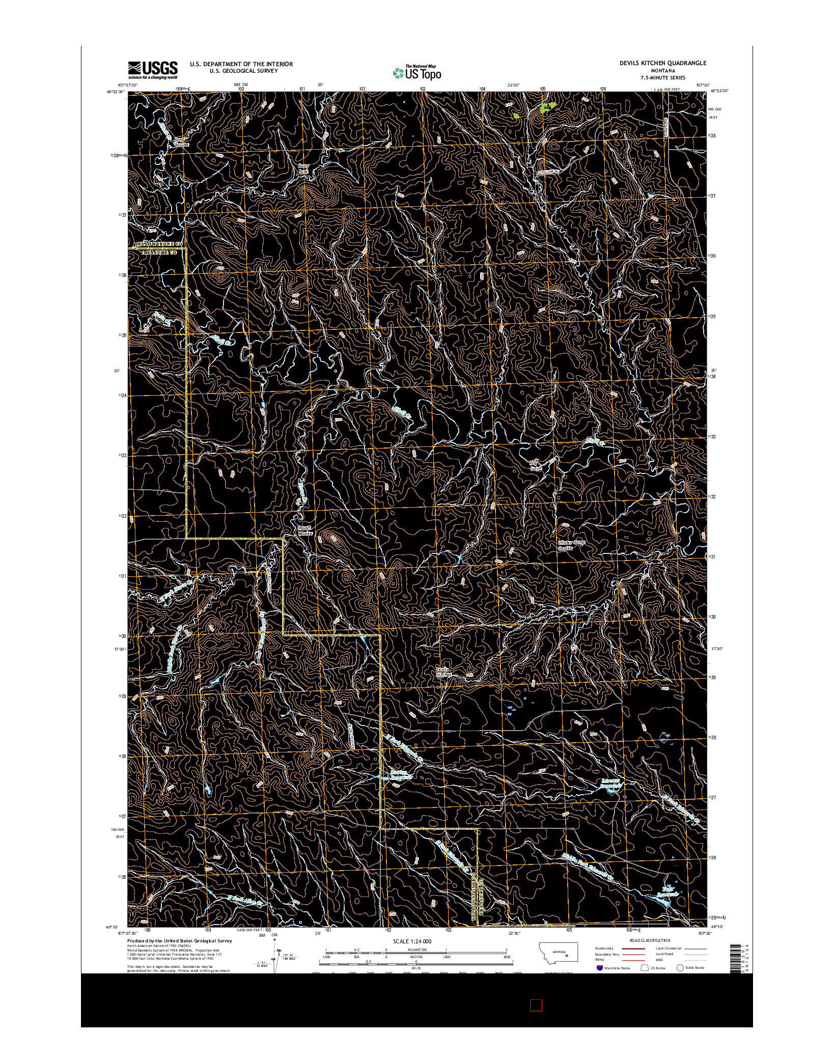 USGS US TOPO 7.5-MINUTE MAP FOR DEVILS KITCHEN, MT 2017