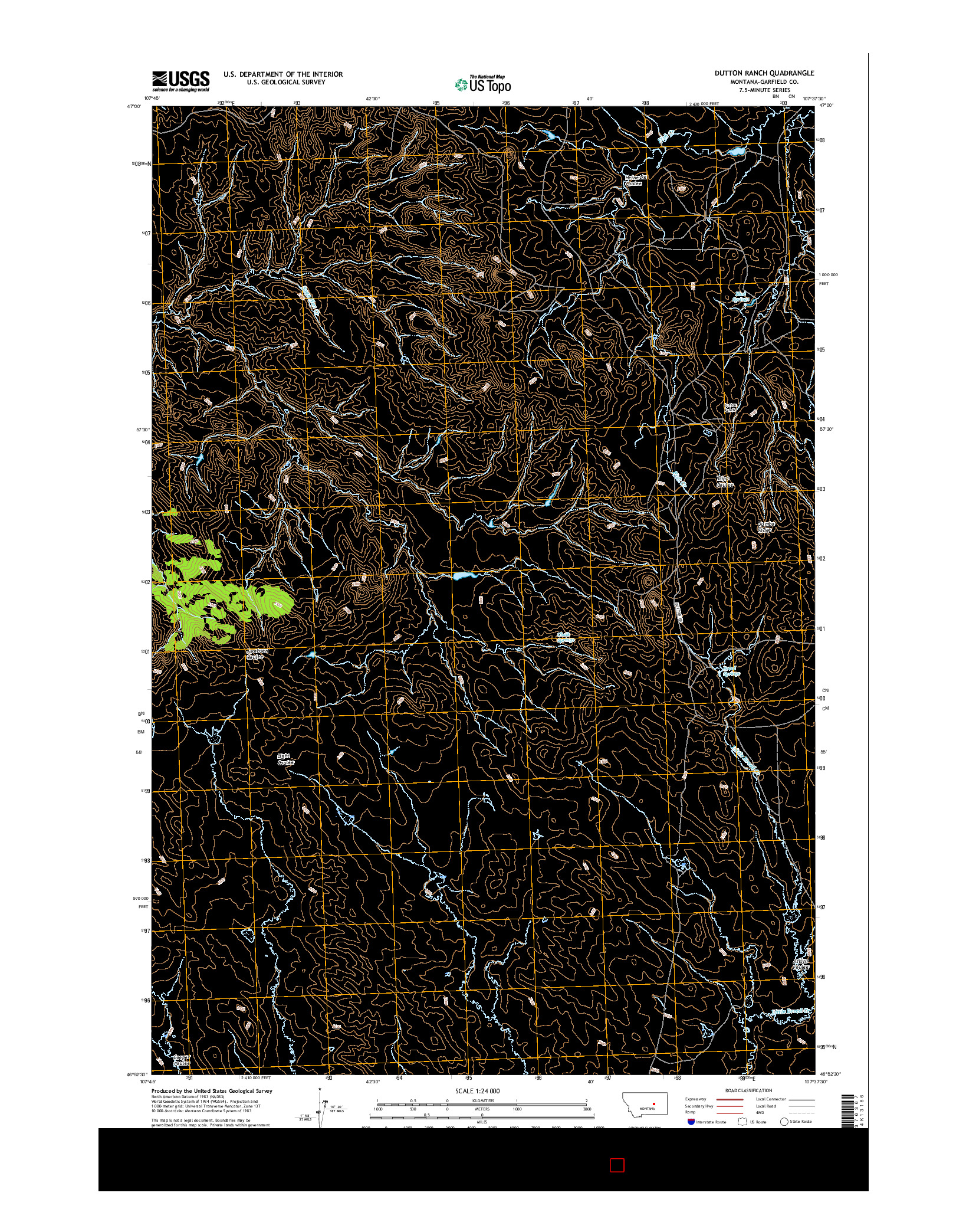 USGS US TOPO 7.5-MINUTE MAP FOR DUTTON RANCH, MT 2017