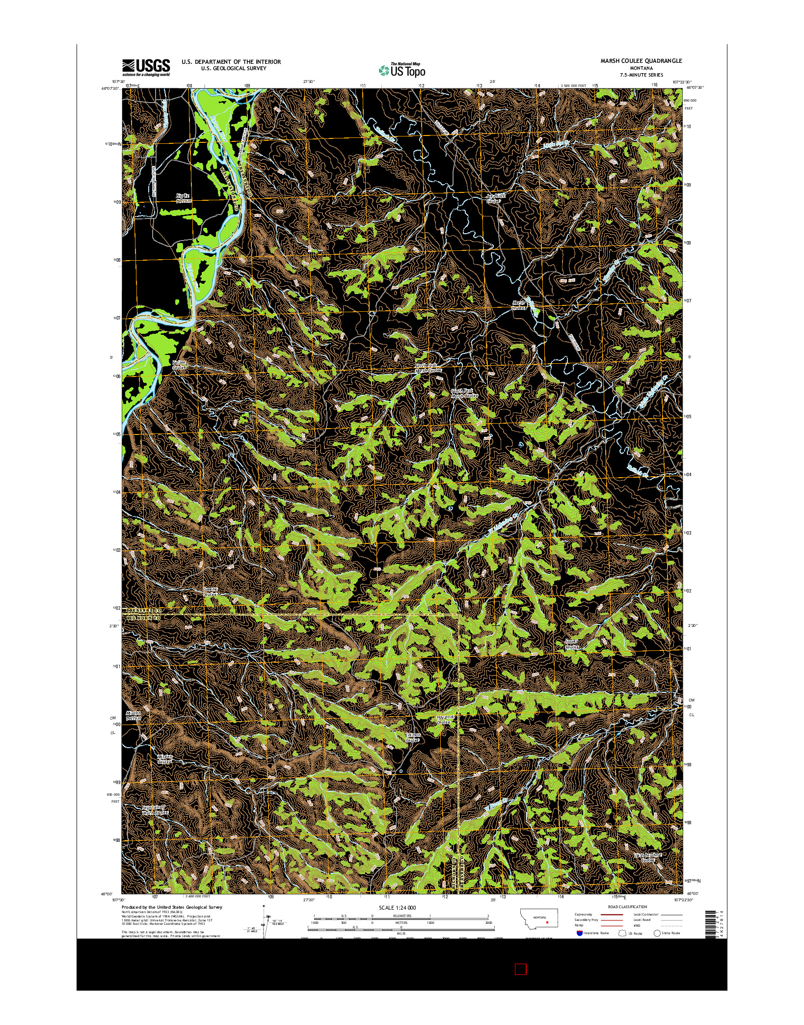 USGS US TOPO 7.5-MINUTE MAP FOR MARSH COULEE, MT 2017