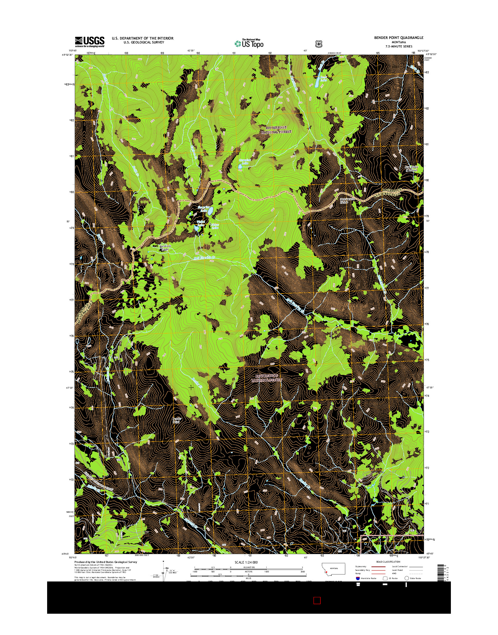 USGS US TOPO 7.5-MINUTE MAP FOR BENDER POINT, MT 2017