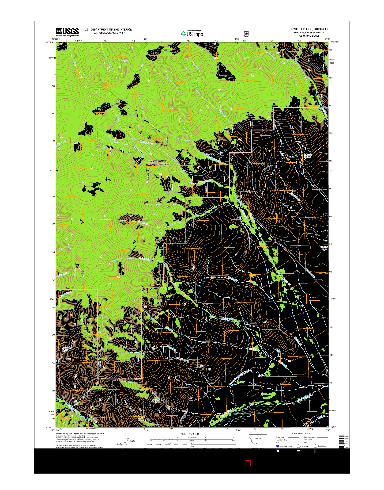 USGS US TOPO 7.5-MINUTE MAP FOR COYOTE CREEK, MT 2017