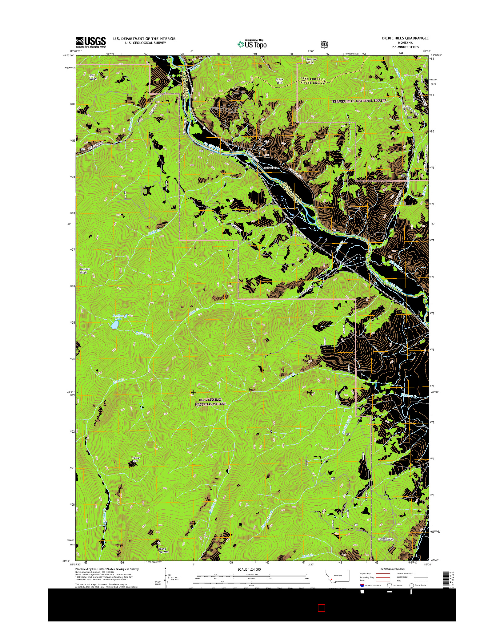 USGS US TOPO 7.5-MINUTE MAP FOR DICKIE HILLS, MT 2017