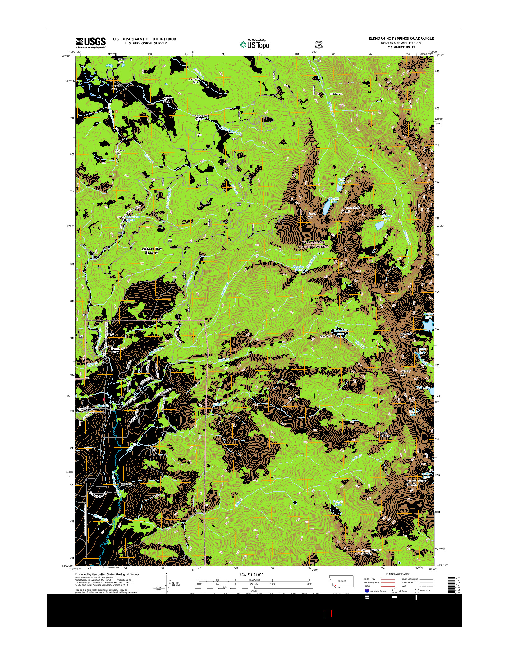 USGS US TOPO 7.5-MINUTE MAP FOR ELKHORN HOT SPRINGS, MT 2017