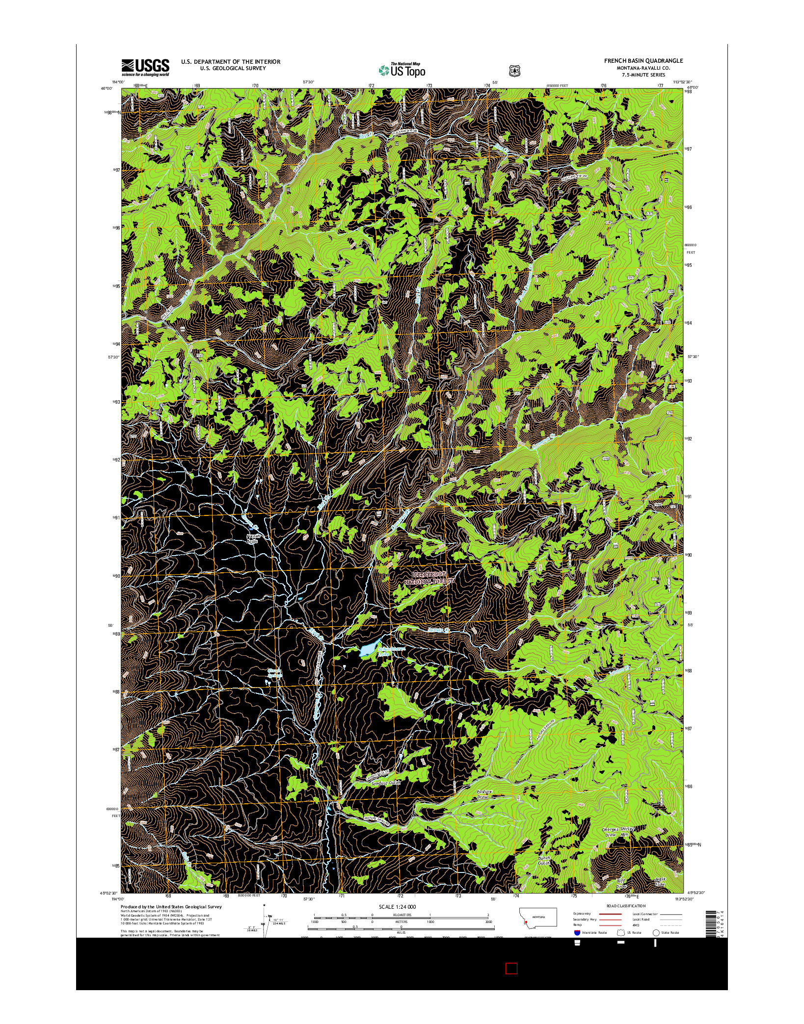 USGS US TOPO 7.5-MINUTE MAP FOR FRENCH BASIN, MT 2017