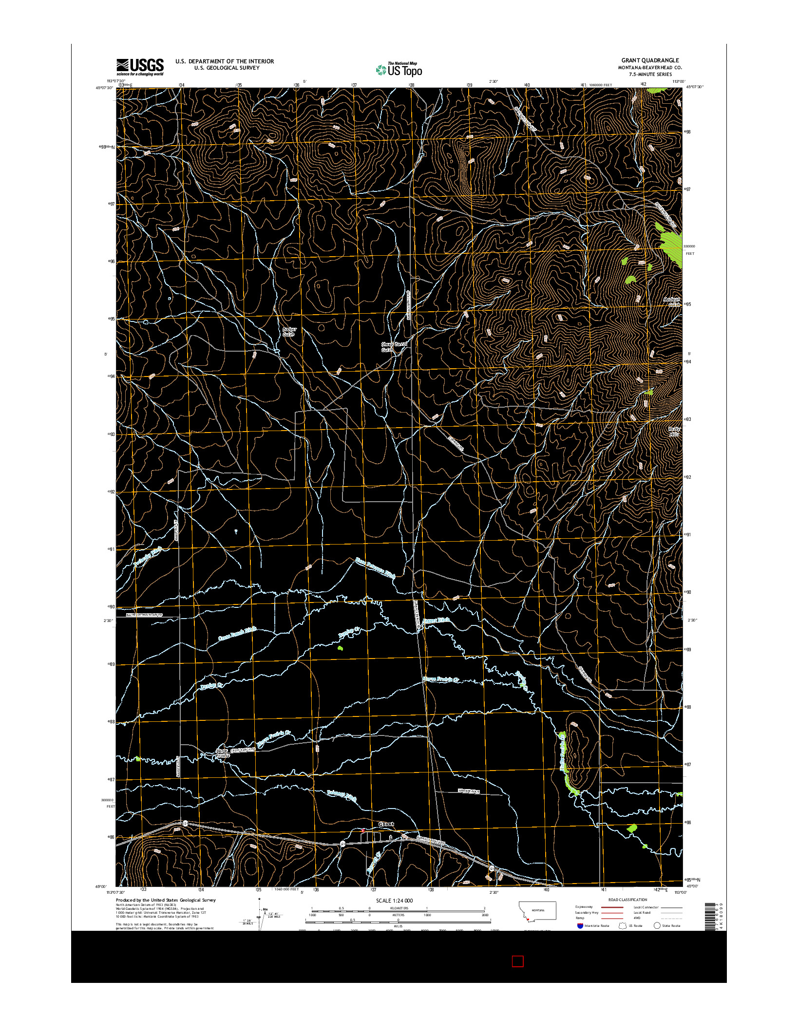 USGS US TOPO 7.5-MINUTE MAP FOR GRANT, MT 2017