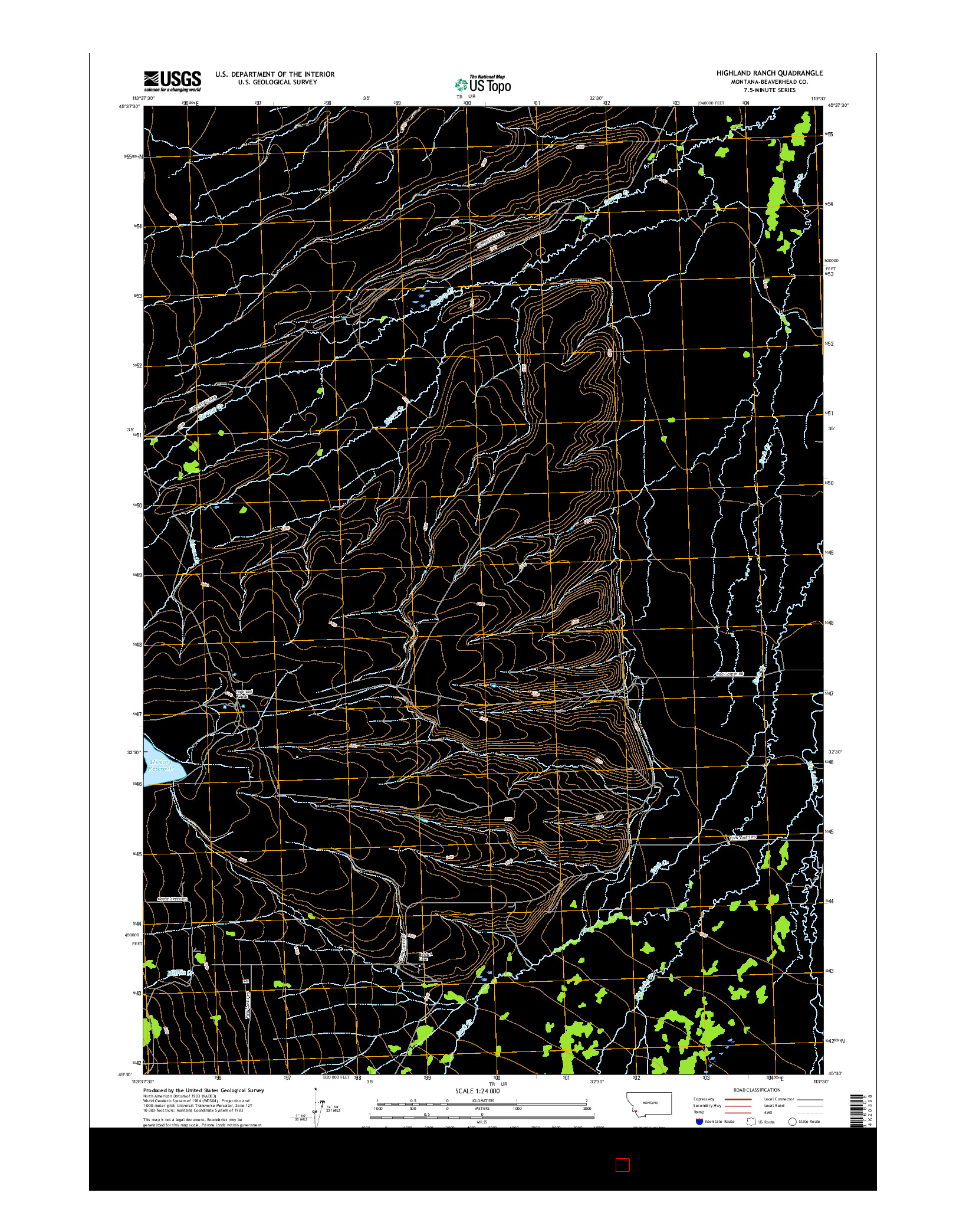 USGS US TOPO 7.5-MINUTE MAP FOR HIGHLAND RANCH, MT 2017