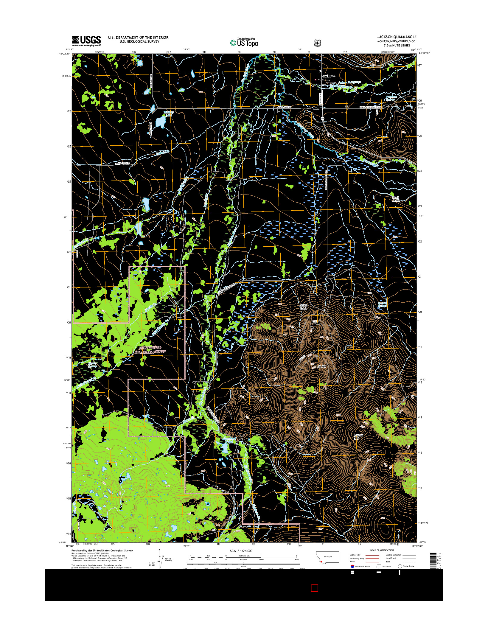 USGS US TOPO 7.5-MINUTE MAP FOR JACKSON, MT 2017
