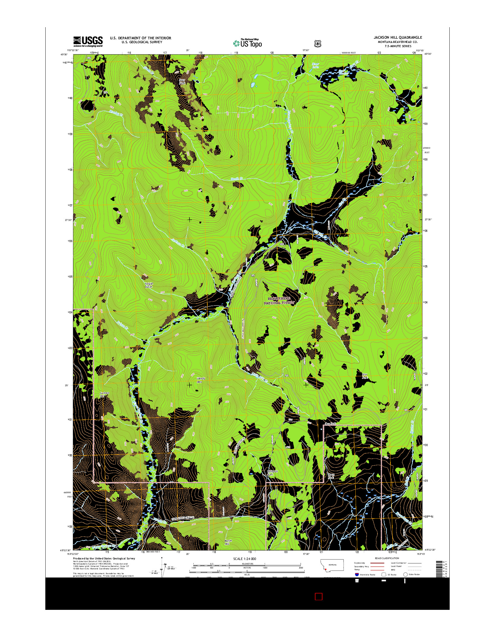 USGS US TOPO 7.5-MINUTE MAP FOR JACKSON HILL, MT 2017