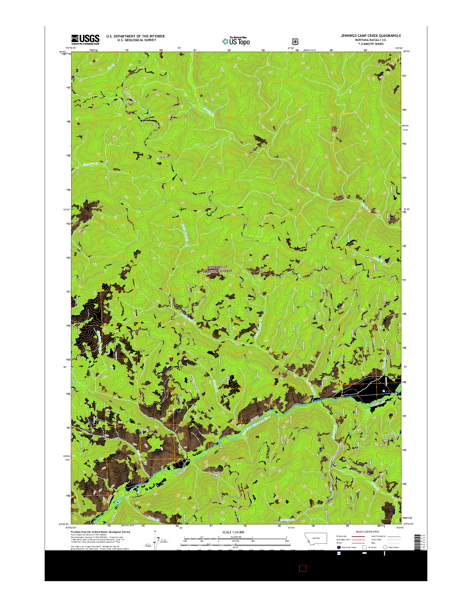 USGS US TOPO 7.5-MINUTE MAP FOR JENNINGS CAMP CREEK, MT 2017