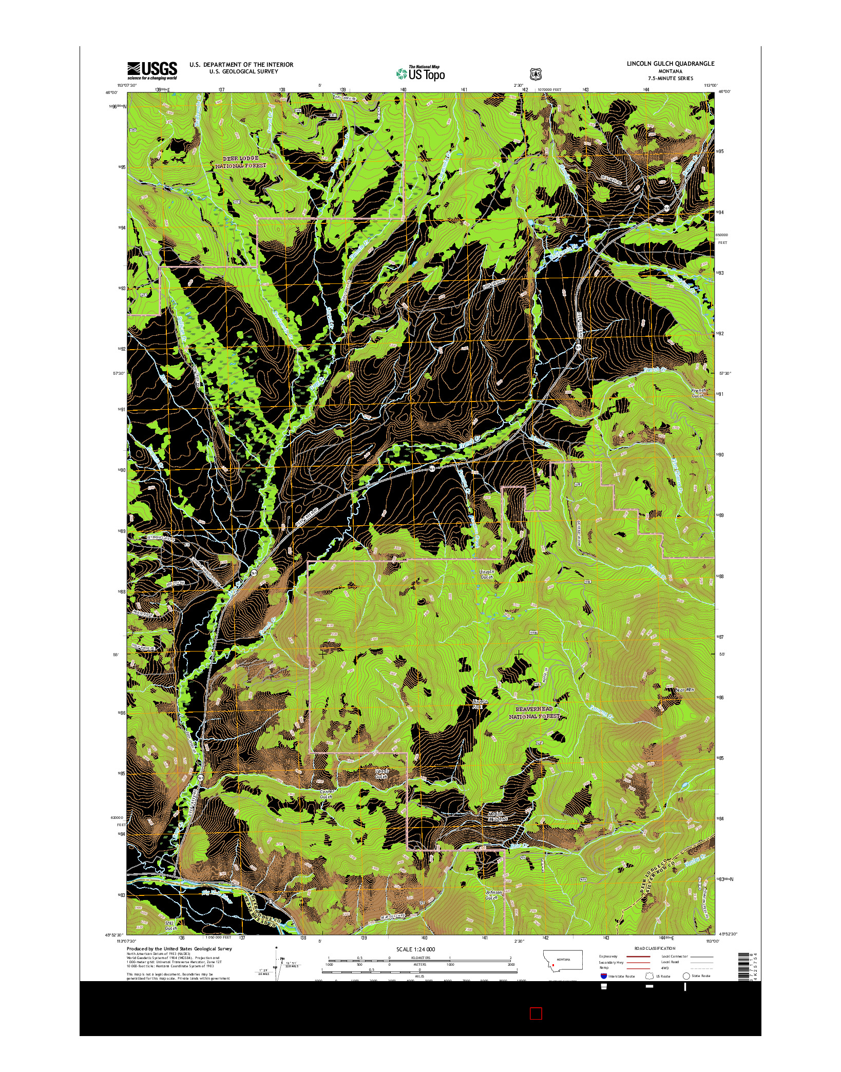 USGS US TOPO 7.5-MINUTE MAP FOR LINCOLN GULCH, MT 2017