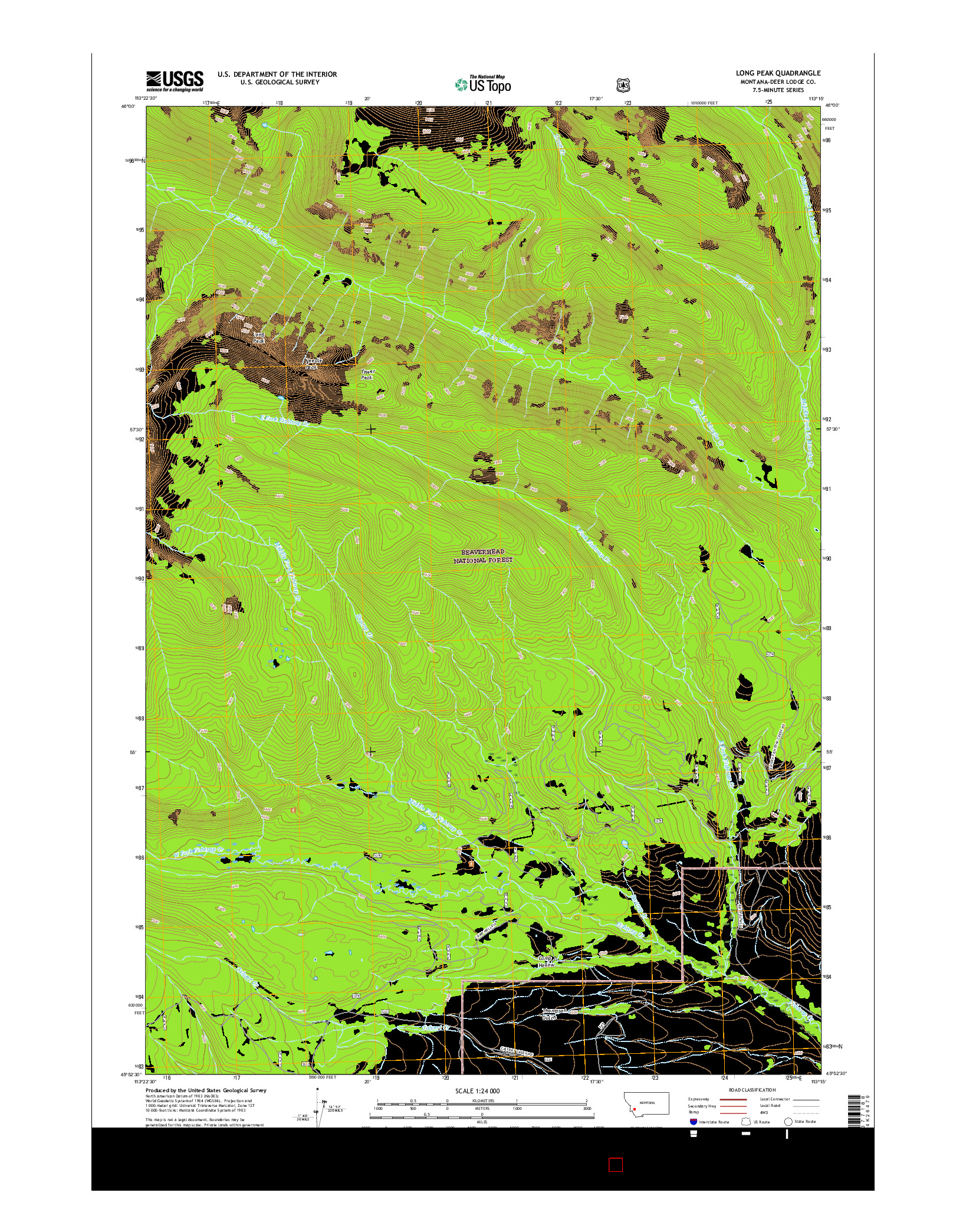 USGS US TOPO 7.5-MINUTE MAP FOR LONG PEAK, MT 2017