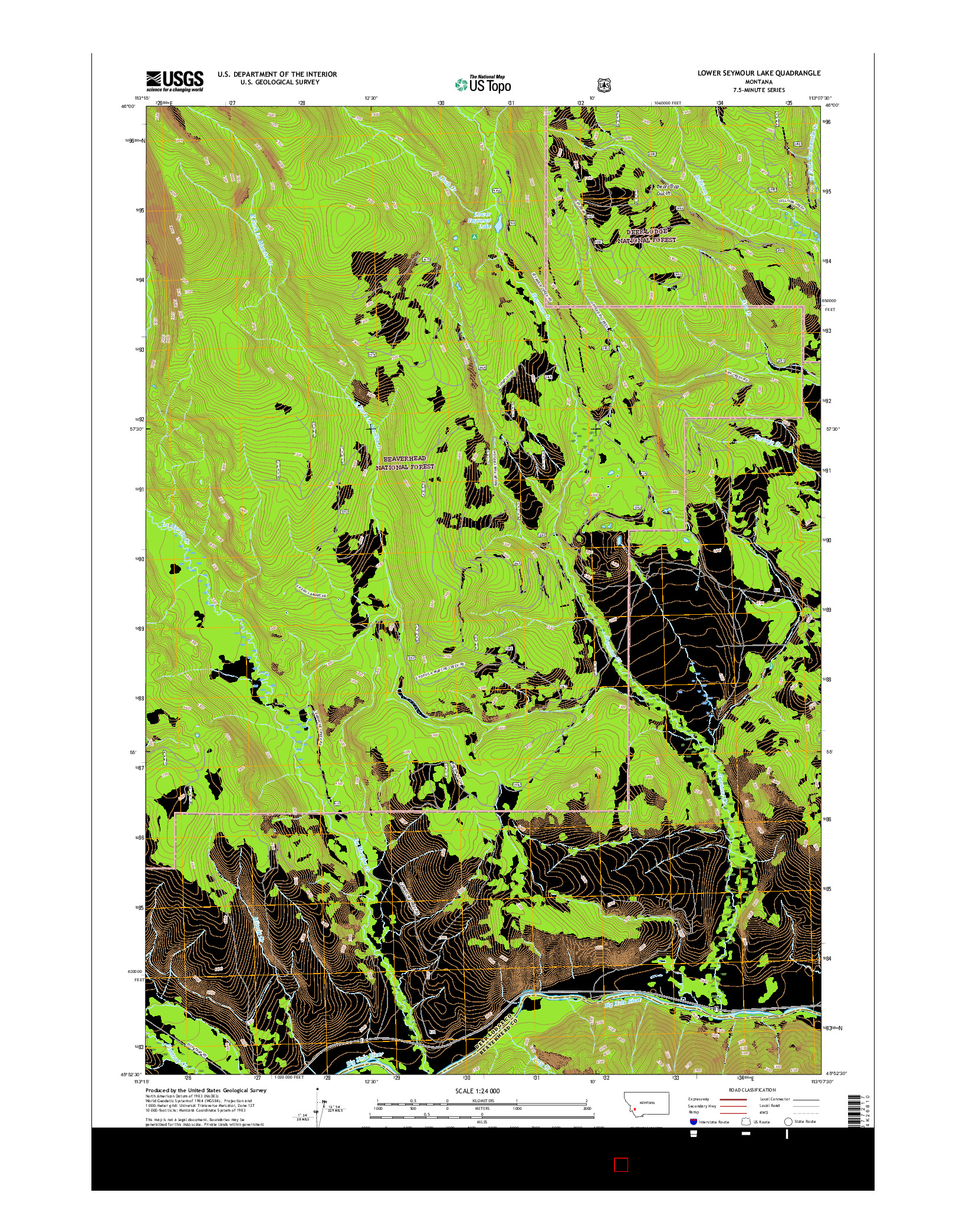 USGS US TOPO 7.5-MINUTE MAP FOR LOWER SEYMOUR LAKE, MT 2017