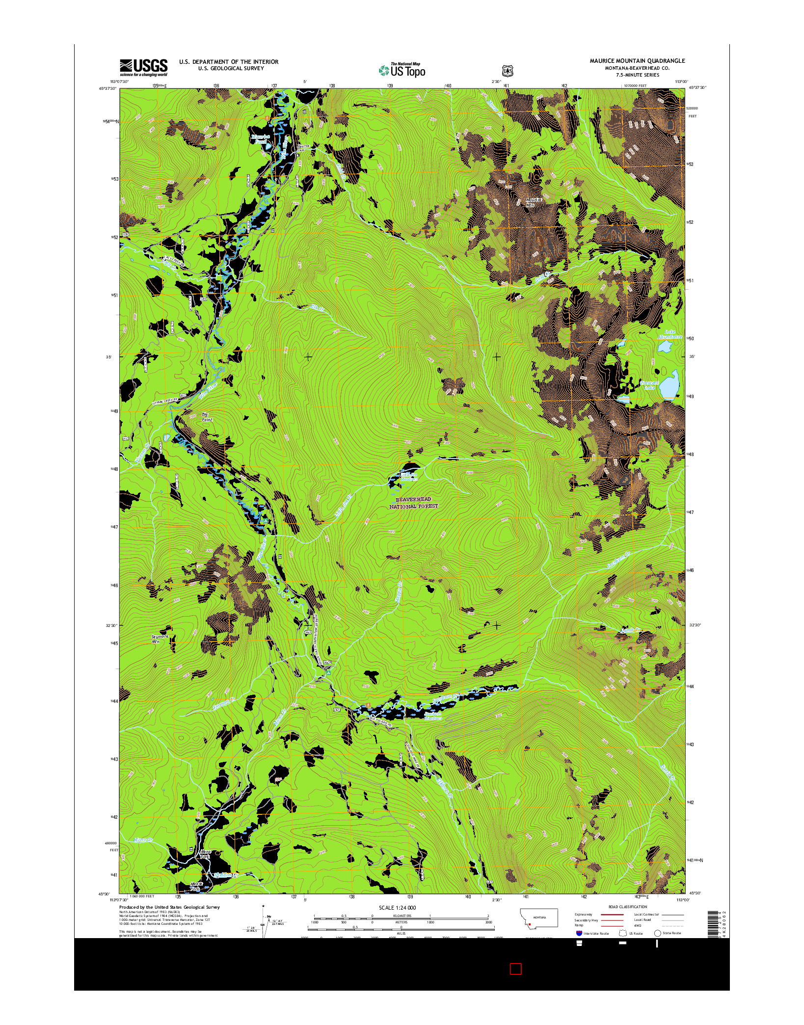 USGS US TOPO 7.5-MINUTE MAP FOR MAURICE MOUNTAIN, MT 2017
