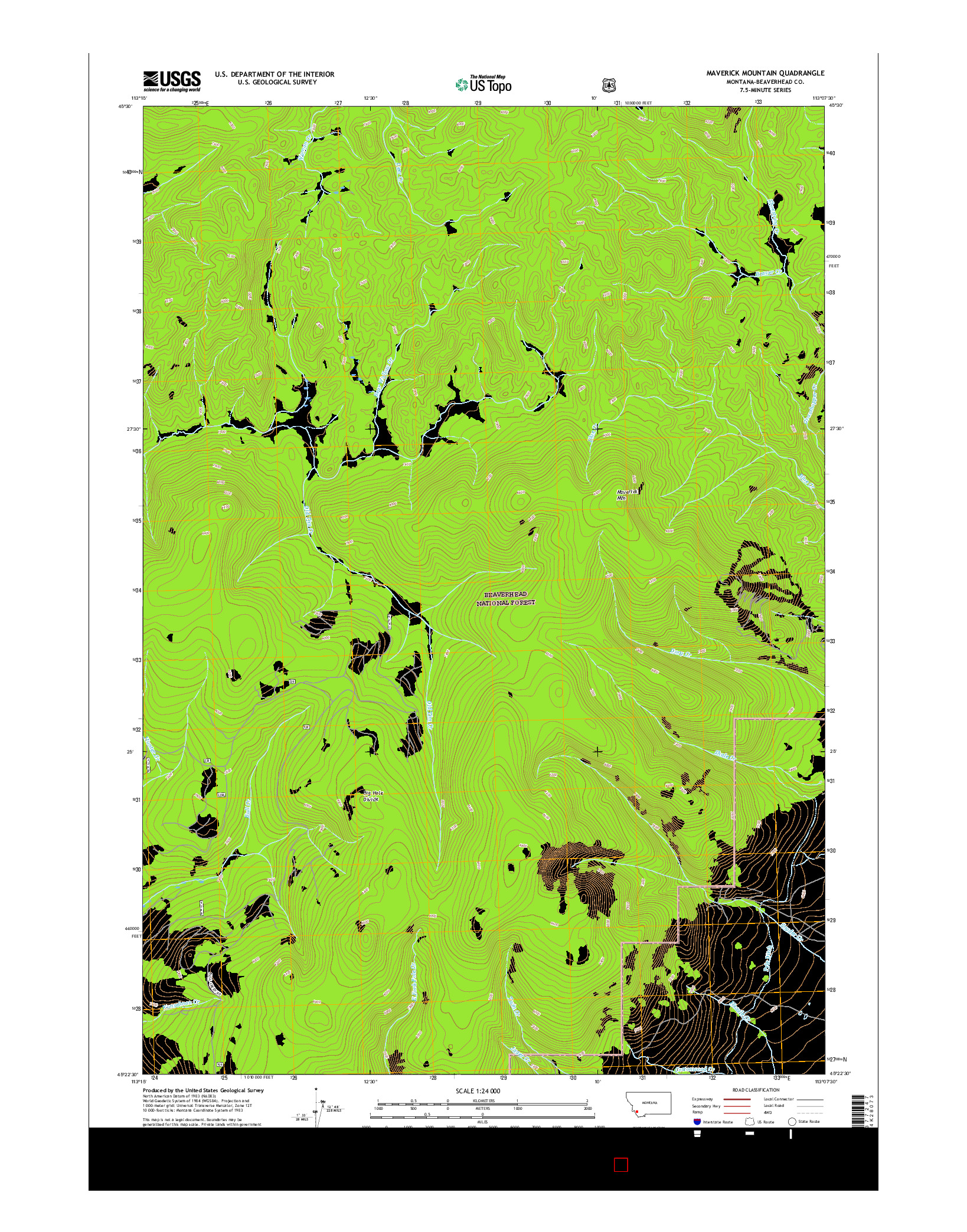 USGS US TOPO 7.5-MINUTE MAP FOR MAVERICK MOUNTAIN, MT 2017
