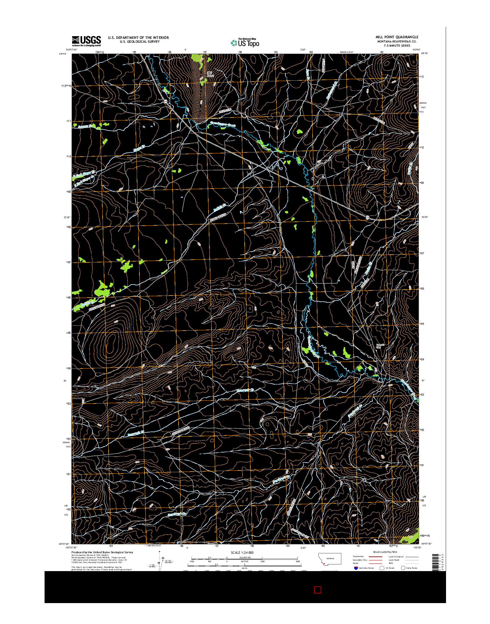 USGS US TOPO 7.5-MINUTE MAP FOR MILL POINT, MT 2017