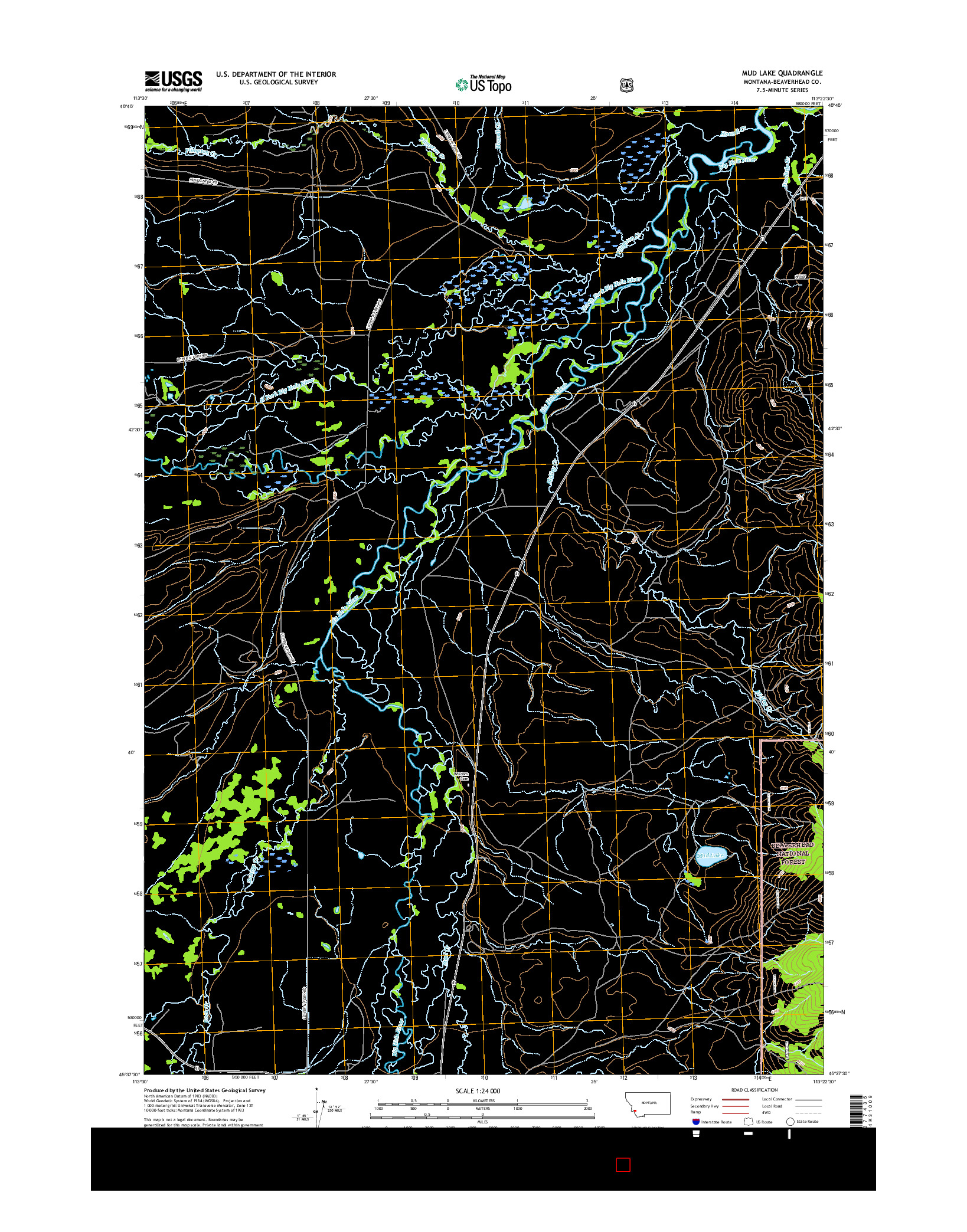 USGS US TOPO 7.5-MINUTE MAP FOR MUD LAKE, MT 2017