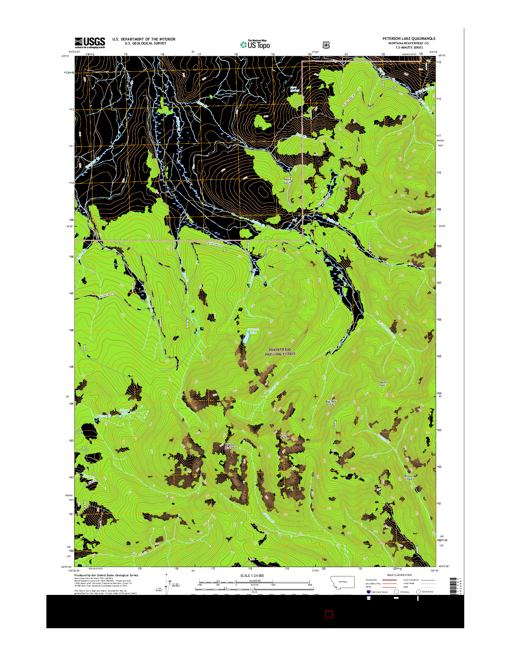 USGS US TOPO 7.5-MINUTE MAP FOR PETERSON LAKE, MT 2017