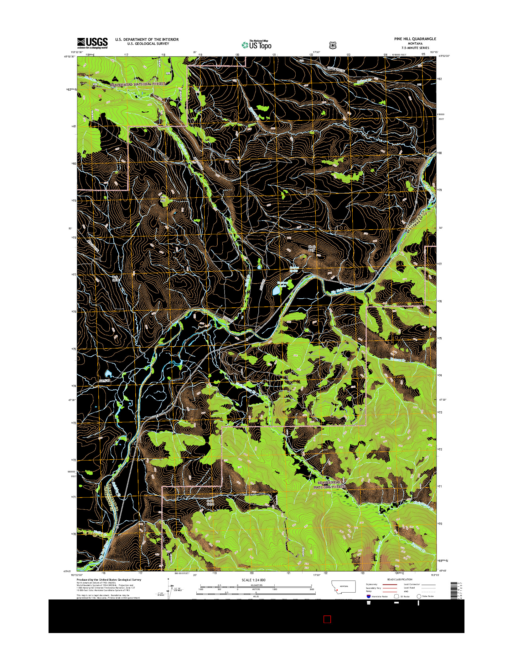 USGS US TOPO 7.5-MINUTE MAP FOR PINE HILL, MT 2017