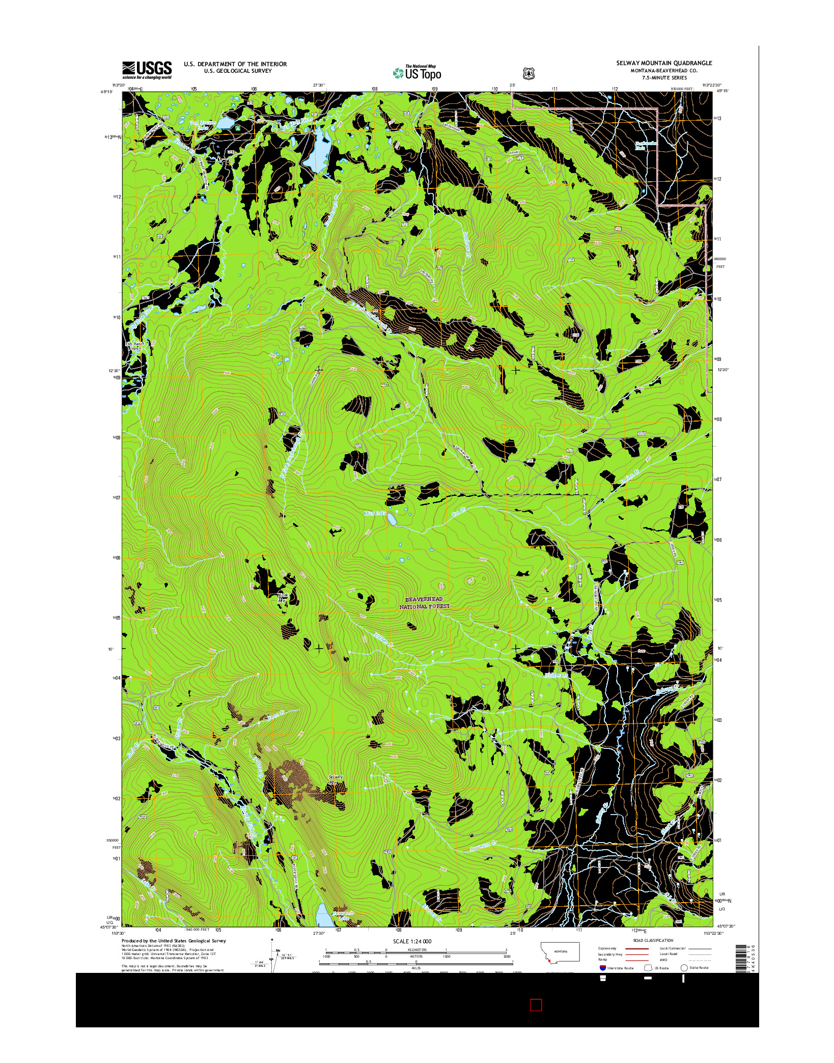 USGS US TOPO 7.5-MINUTE MAP FOR SELWAY MOUNTAIN, MT 2017