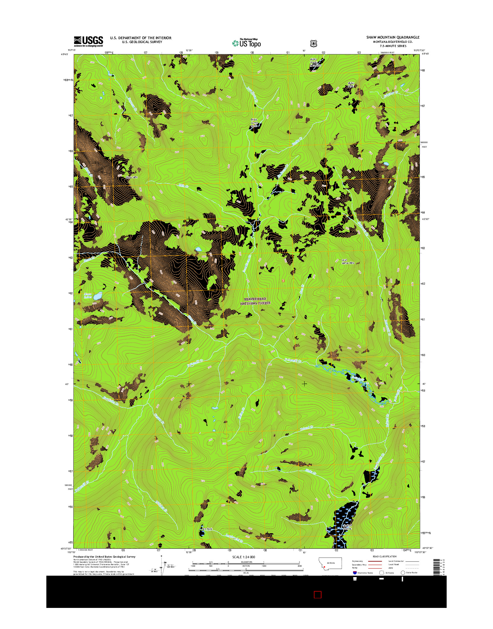 USGS US TOPO 7.5-MINUTE MAP FOR SHAW MOUNTAIN, MT 2017