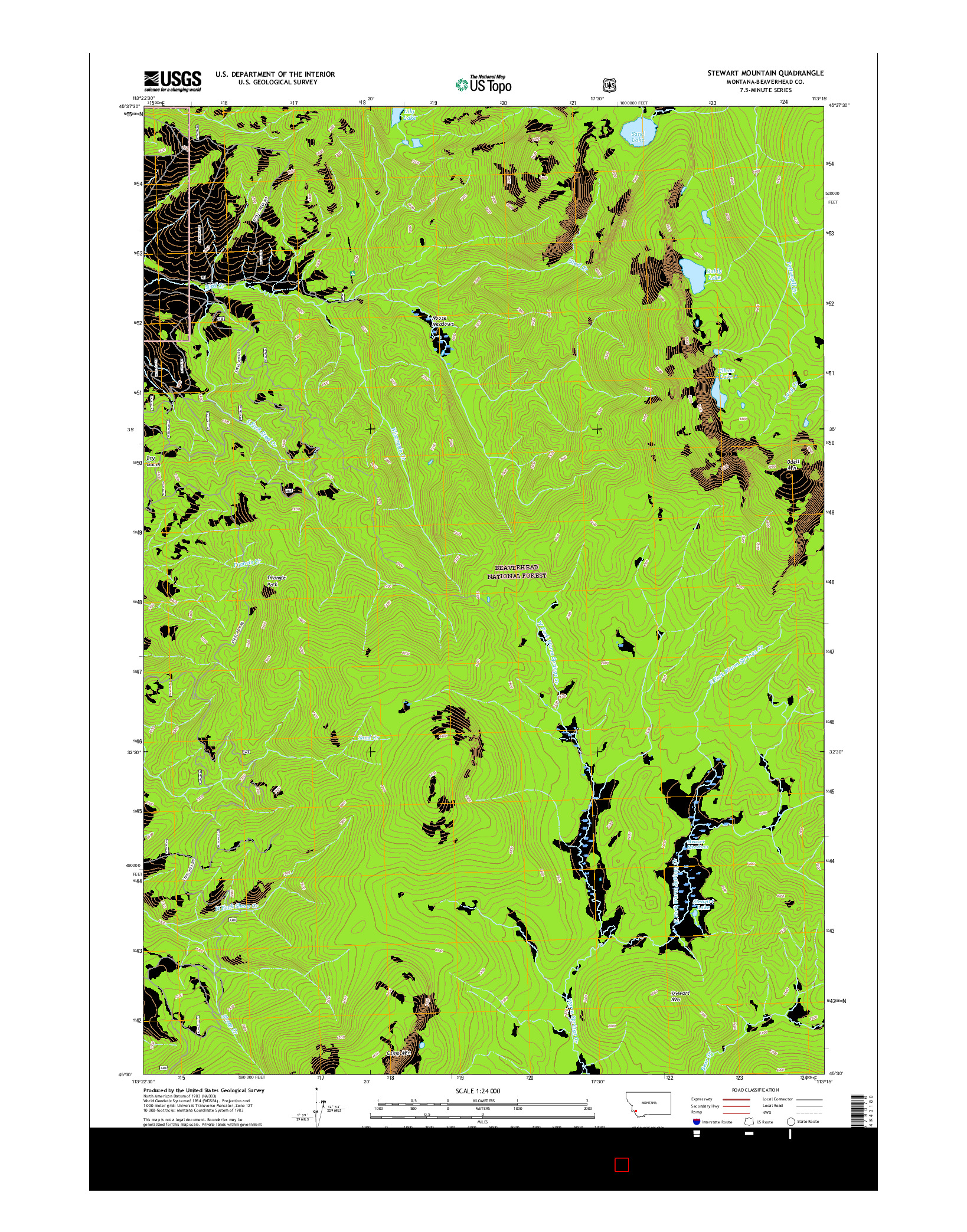 USGS US TOPO 7.5-MINUTE MAP FOR STEWART MOUNTAIN, MT 2017