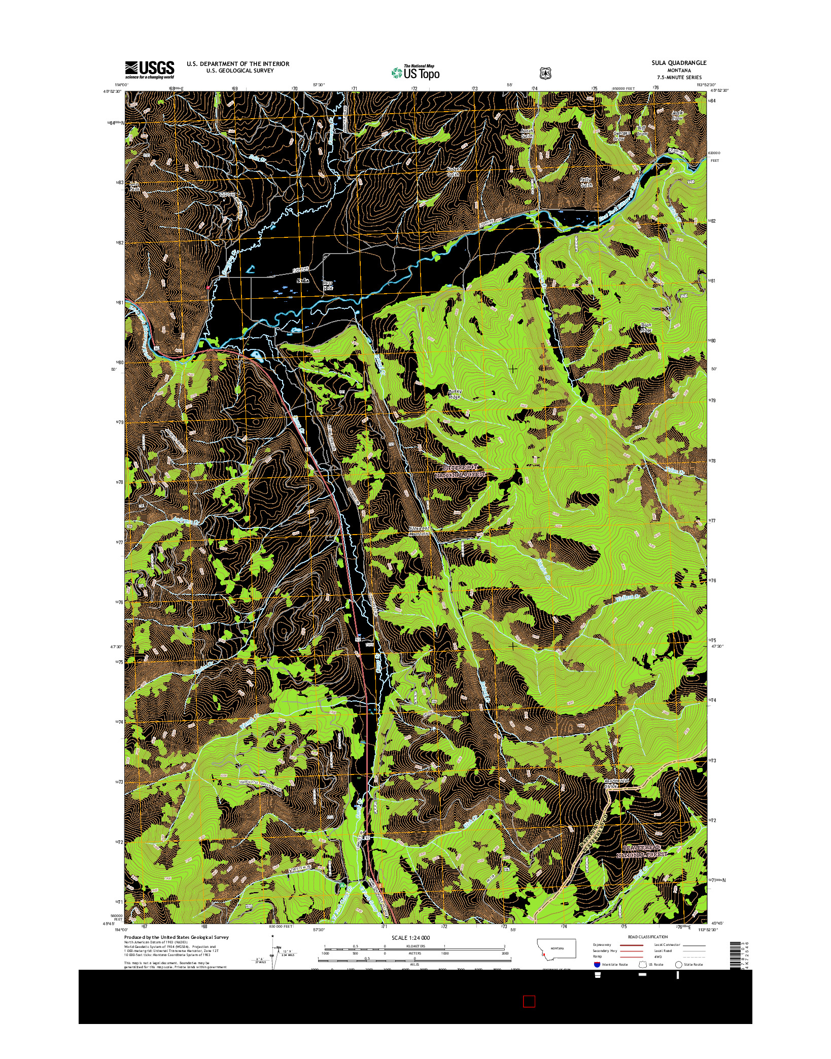 USGS US TOPO 7.5-MINUTE MAP FOR SULA, MT 2017