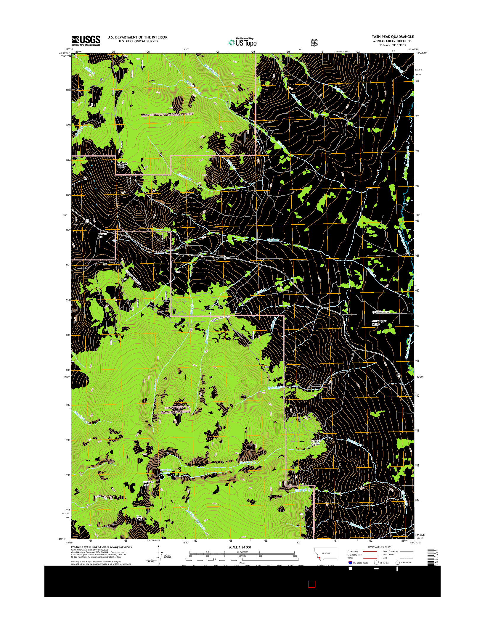USGS US TOPO 7.5-MINUTE MAP FOR TASH PEAK, MT 2017