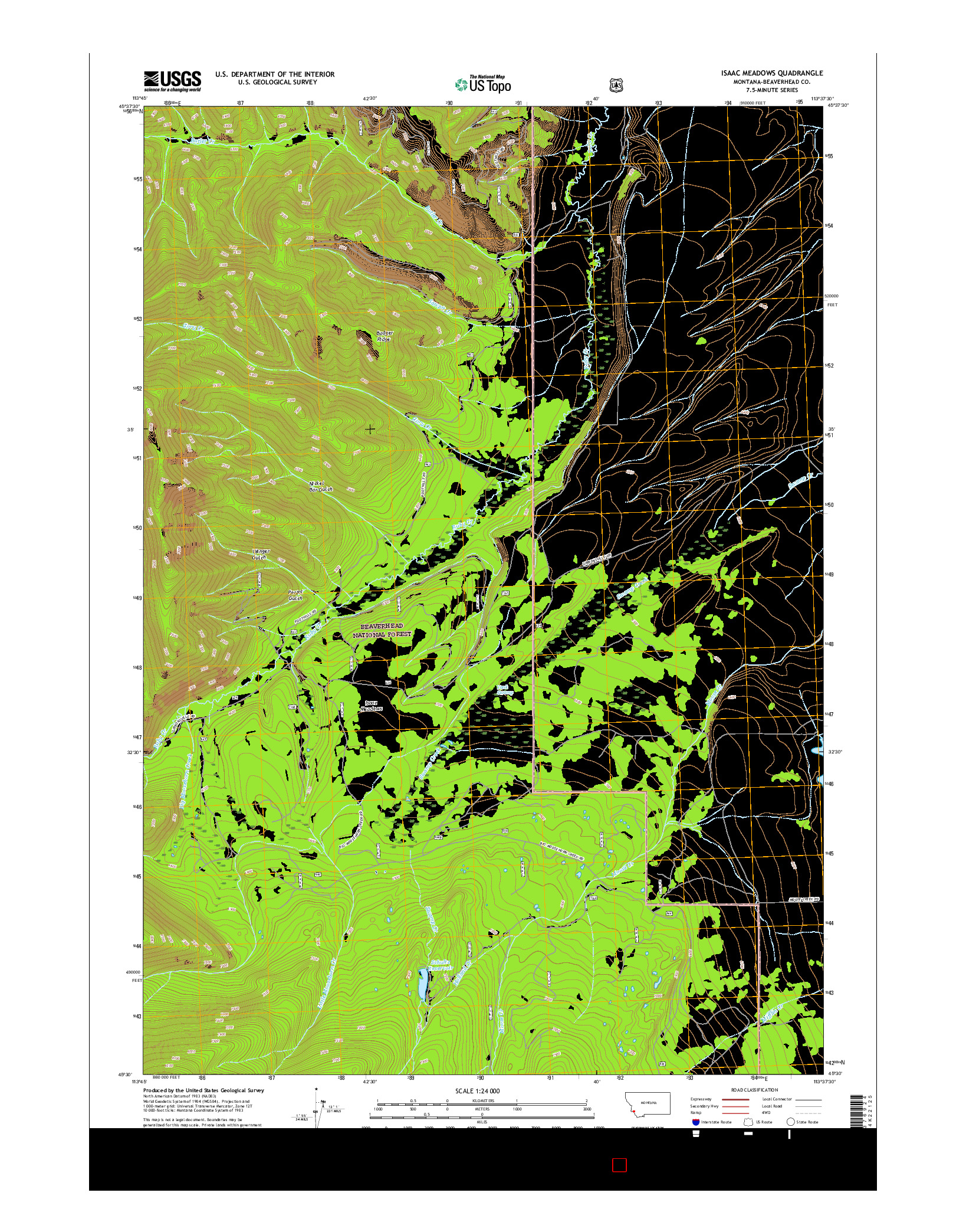 USGS US TOPO 7.5-MINUTE MAP FOR ISAAC MEADOWS, MT 2017