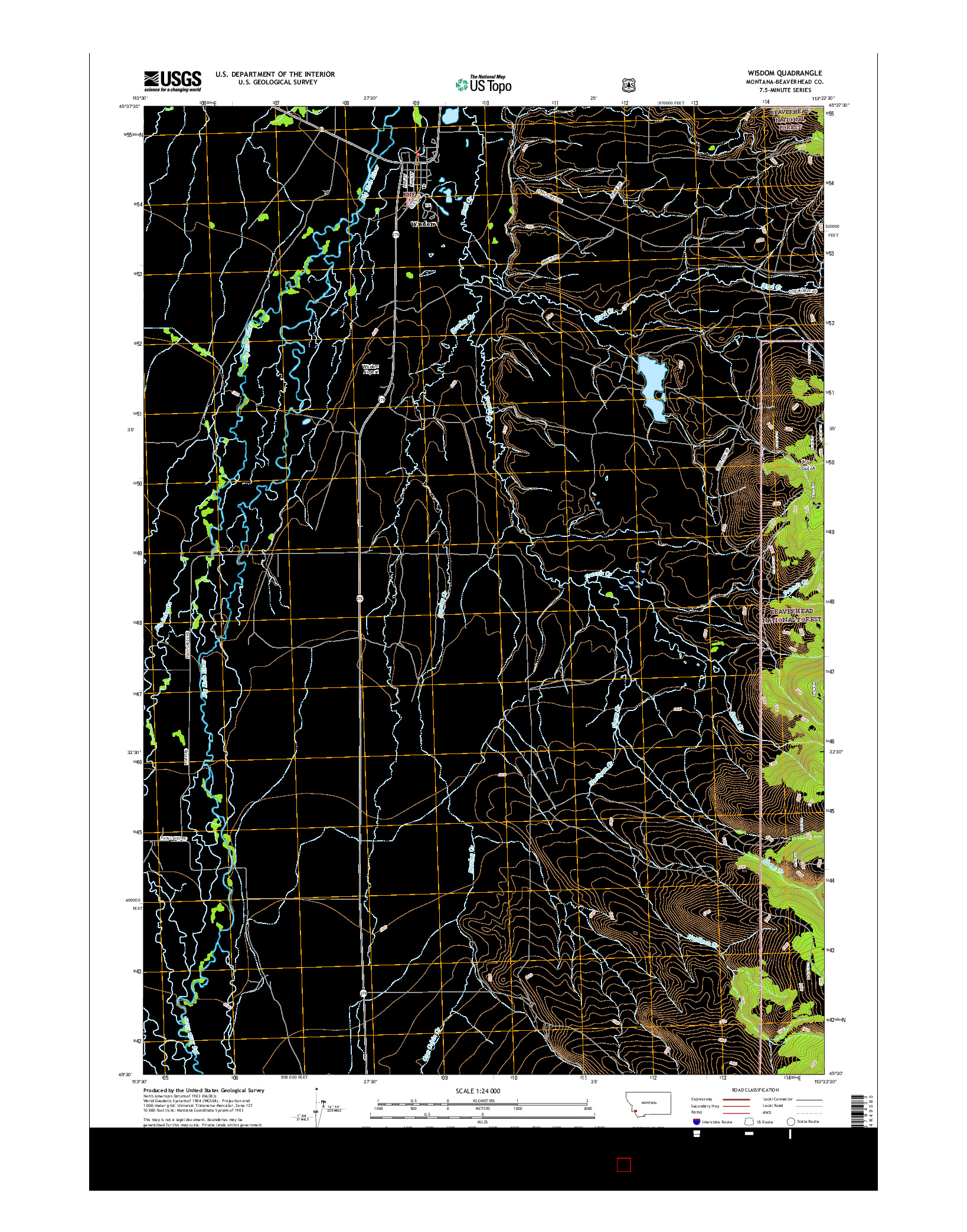 USGS US TOPO 7.5-MINUTE MAP FOR WISDOM, MT 2017